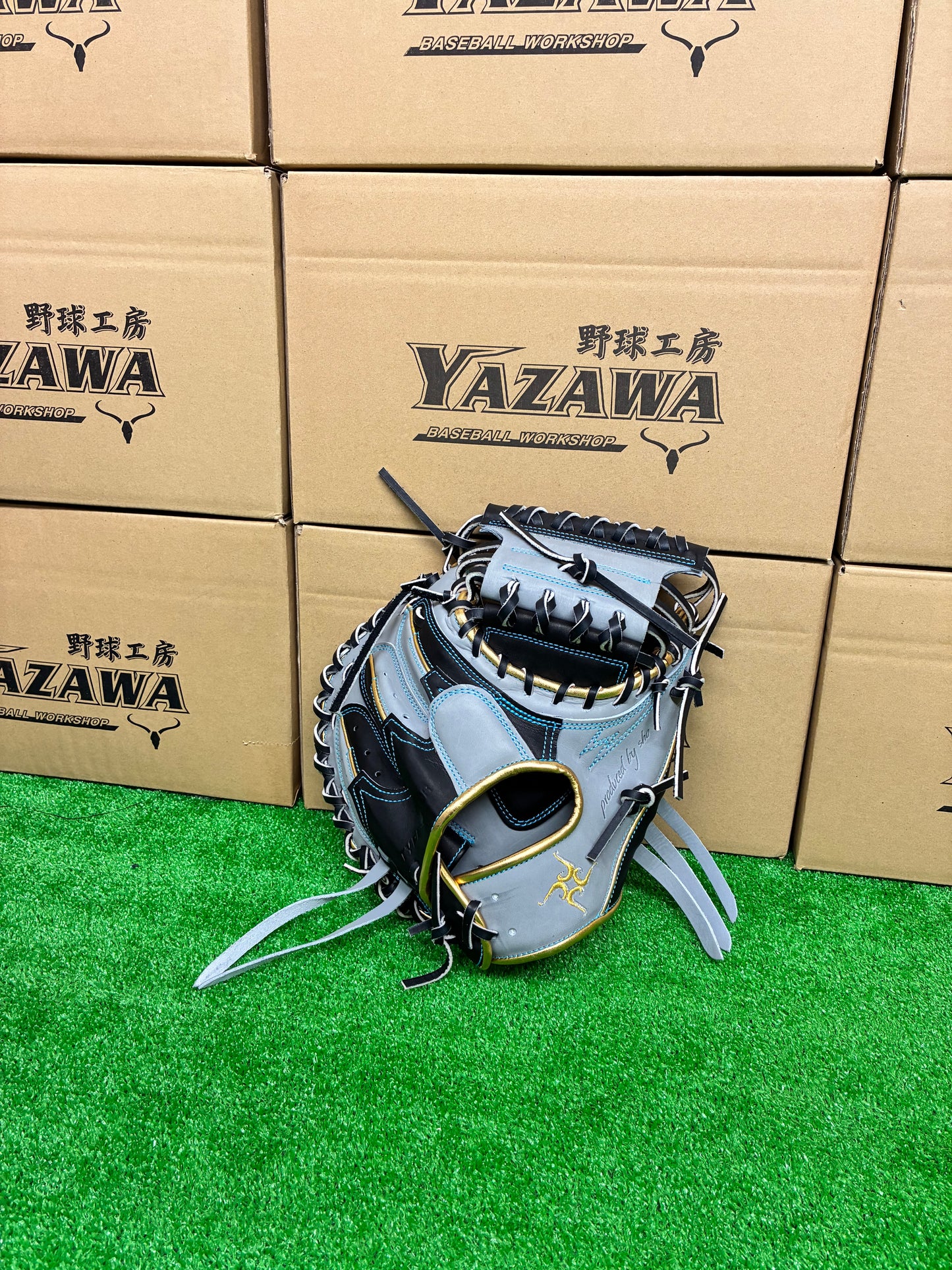 要～KANAME~　限定軟式キャッチャーミット　TYPE-C20R　ブラック×グレー×ライトブルー×ゴールド