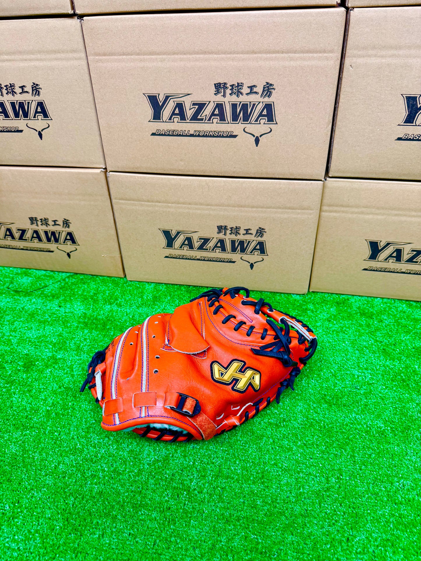 ハタケヤマ　硬式キャッチャーミット　V-M2HR　Vオレンジ【型付け済み】