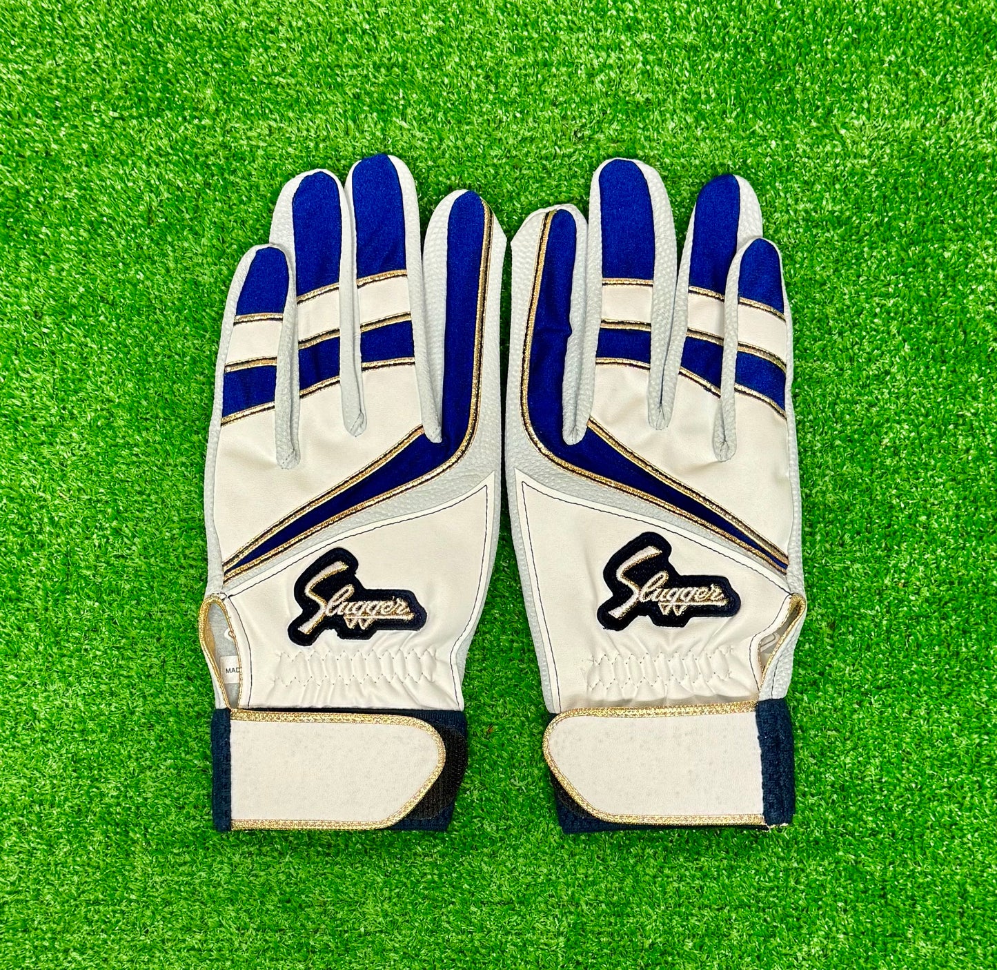 久保田スラッガー　バッティング手袋　S-707K（ホワイト×ネイビー×ゴールド）23～27㎝