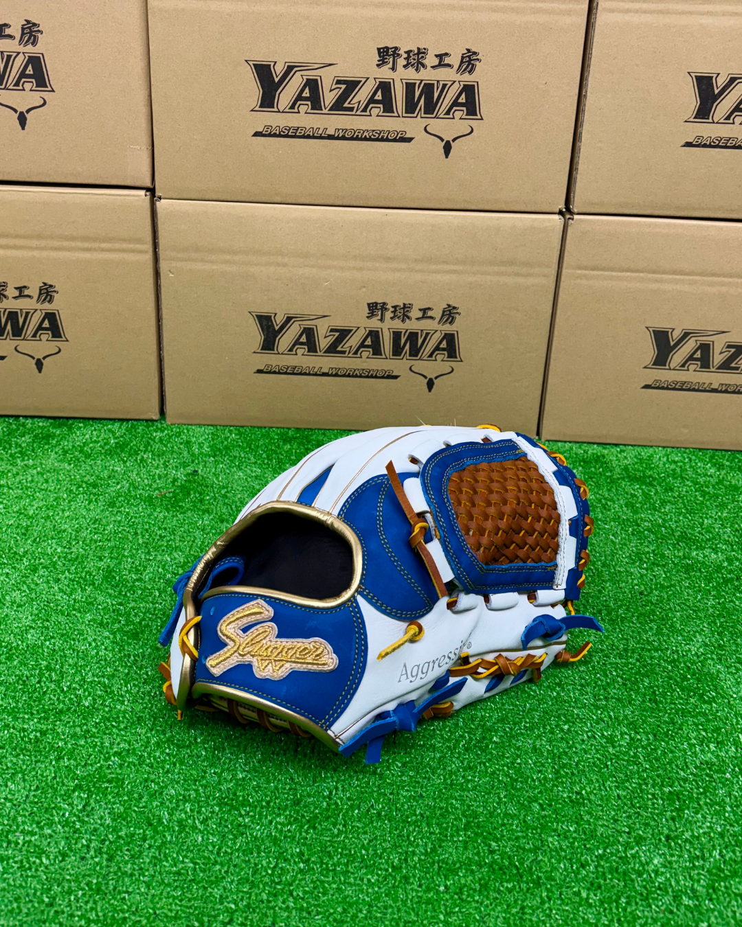 久保田スラッガー　軟式店舗別注グラブ【型付け済み】KSN-L7S　ホワイト×ブルー