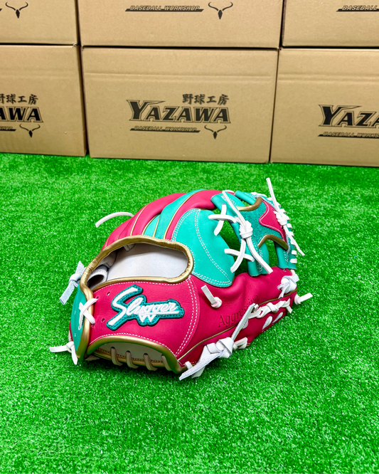 久保田スラッガー　軟式店舗別注グラブSR2　ピンク×エメラルド【型付け済み】