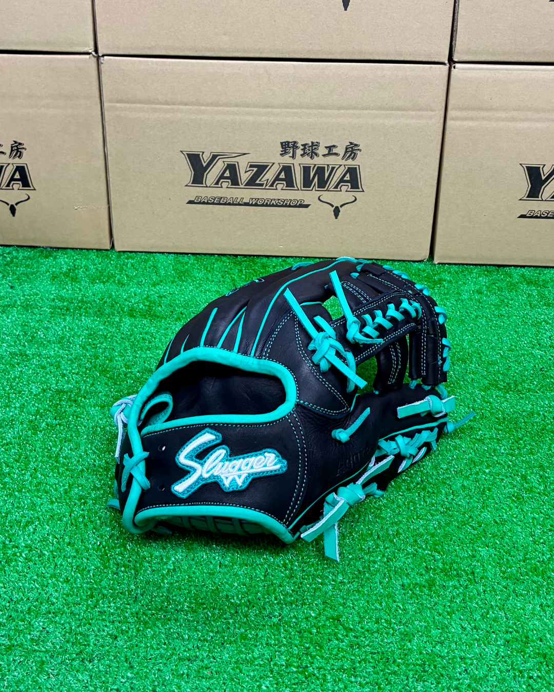 久保田スラッガー　【型付け済み】軟式店舗別注グラブ　T51　ブラック×エメラルド　