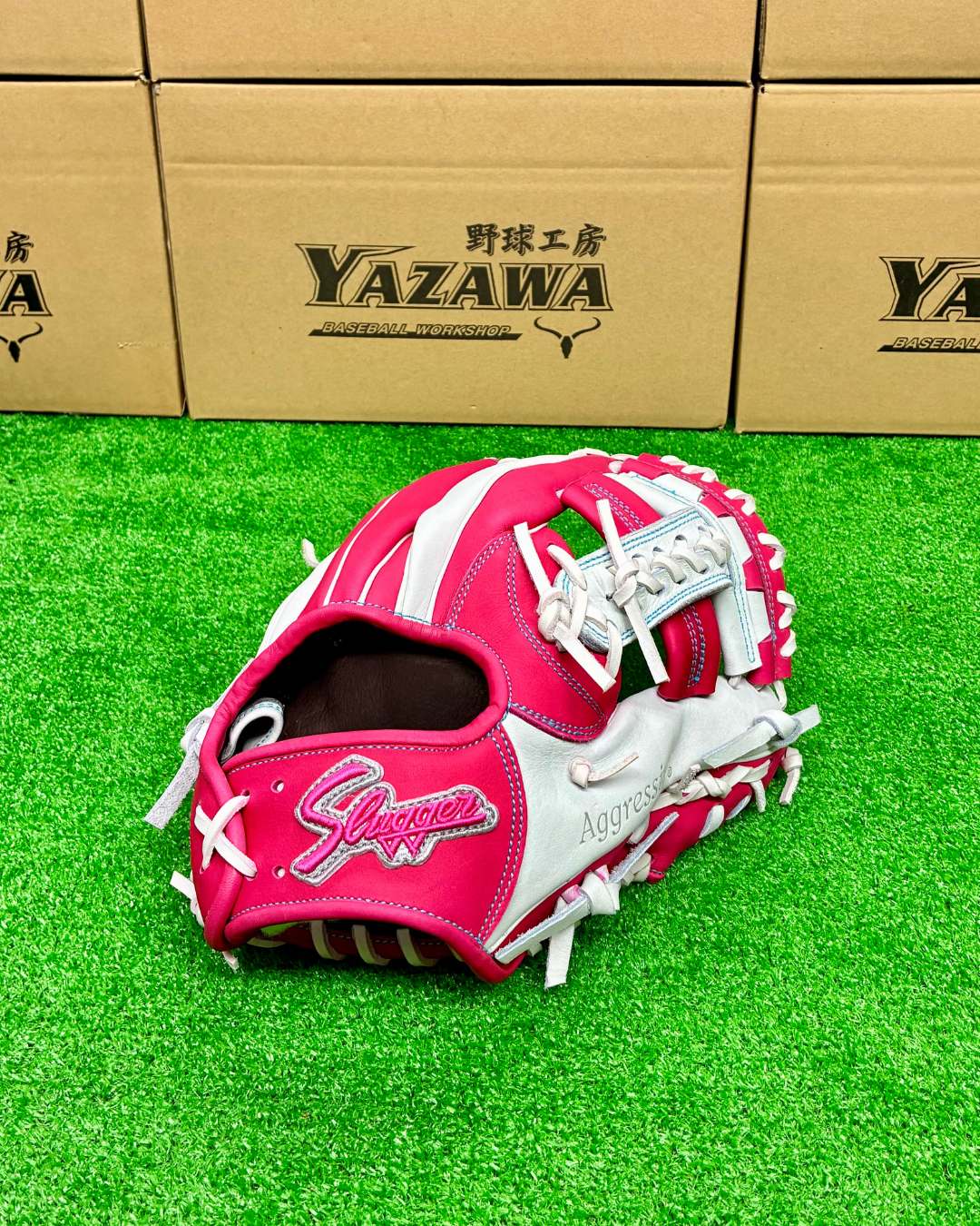 久保田スラッガー　【型付け済み】軟式店舗別注グラブ　24MS　ピンク×ホワイト