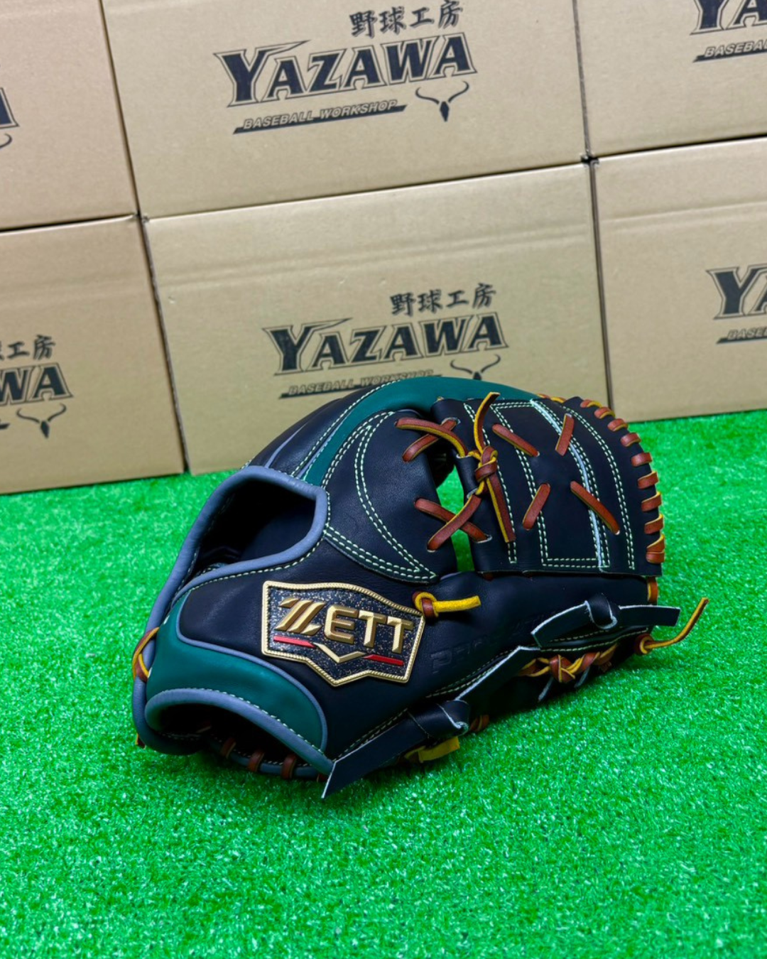 ZETT  軟式店舗別注グラブ　296型 ブラック×Dグリーン