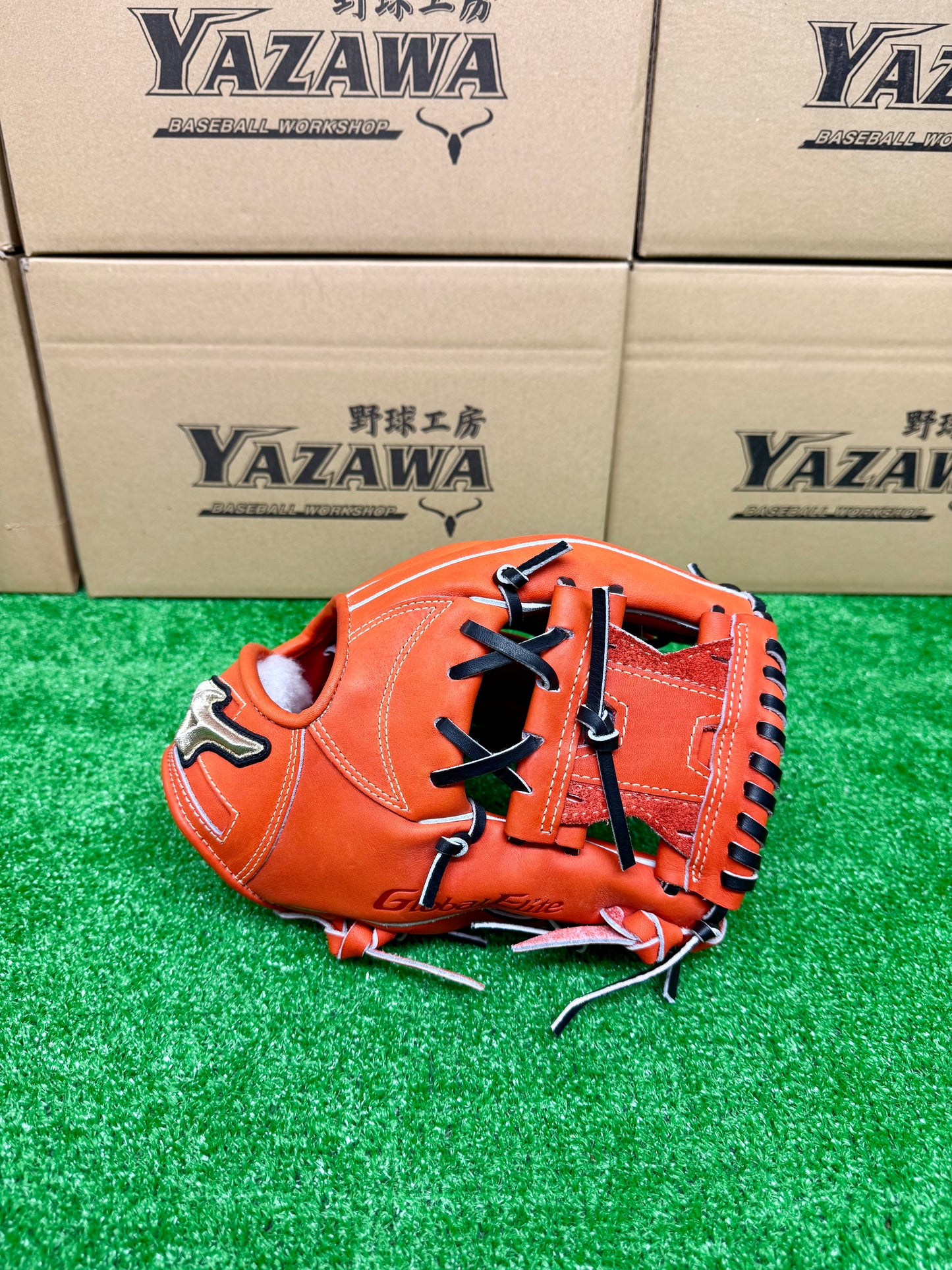 ミズノ　硬式内野手用グラブ　1AJGH29933　スプレンディドオレンジ×ブラック　（ショート、セカンド対応）