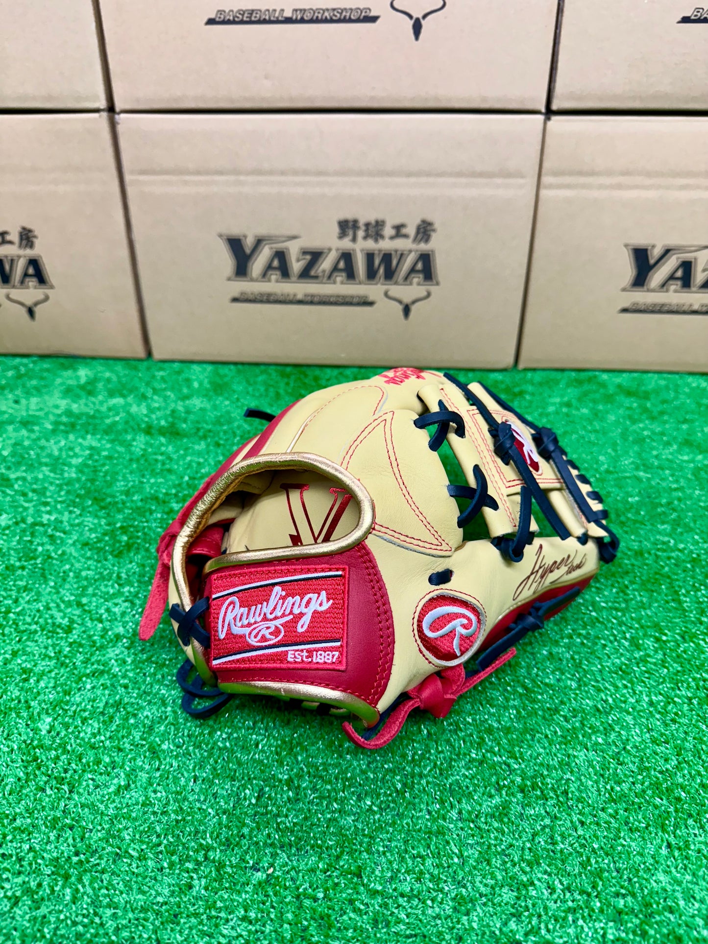 ローリングス　少年軟式用グラブ　GJ5FHTCG9MオールラウンドM　キャメル×スカーレット