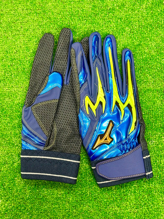 ミズノ　限定バッティング用手袋パワーアークライン　1EJEA54727　ブルー×ライム
