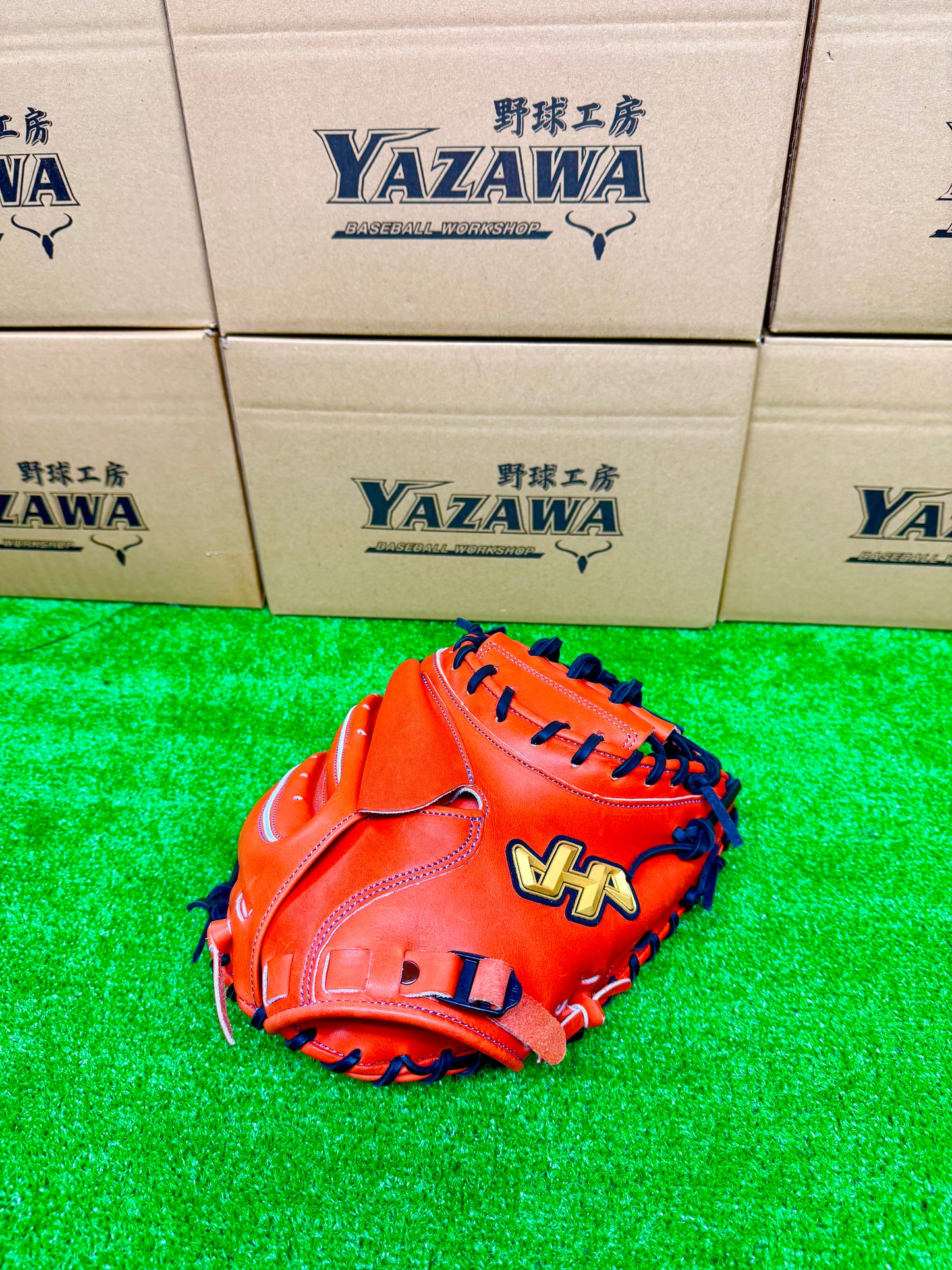 ハタケヤマ　硬式キャッチャーミット　W-M7VB　Vオレンジ