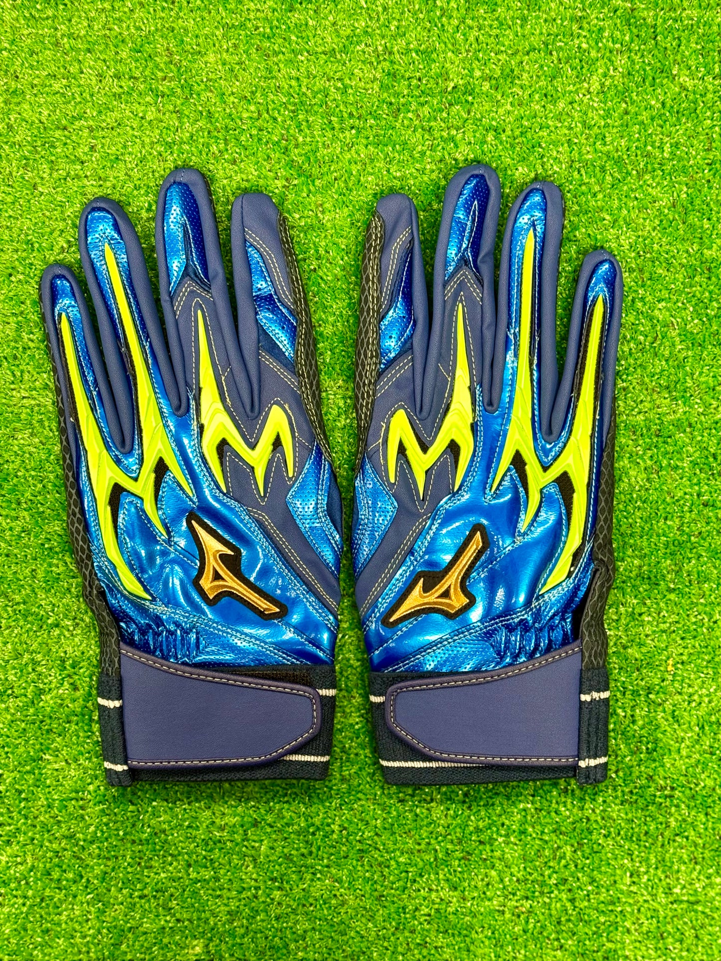 ミズノ　限定バッティング用手袋パワーアークライン　1EJEA54727　ブルー×ライム