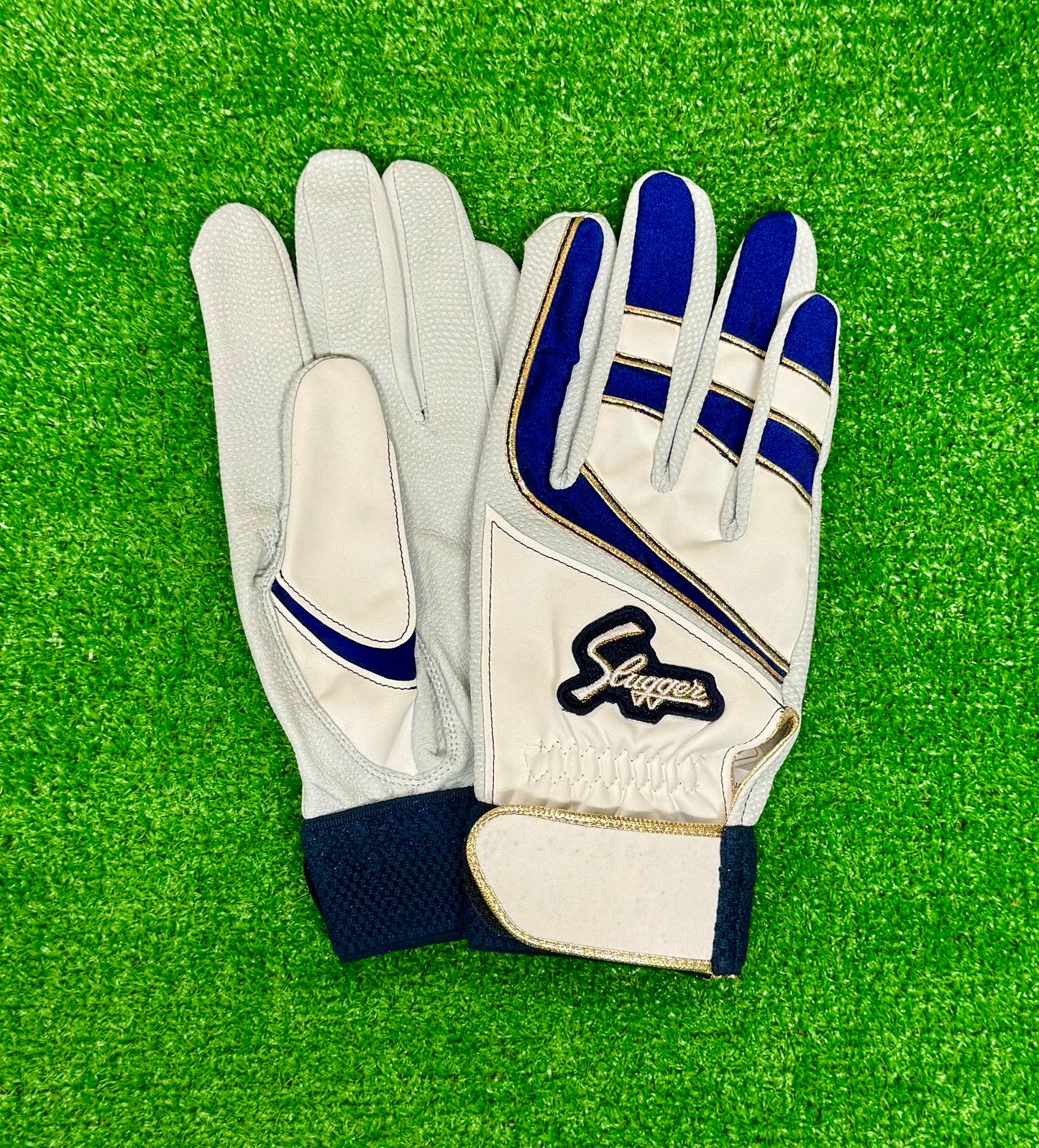 久保田スラッガー　バッティング手袋　S-707K（ホワイト×ネイビー×ゴールド）23～27㎝