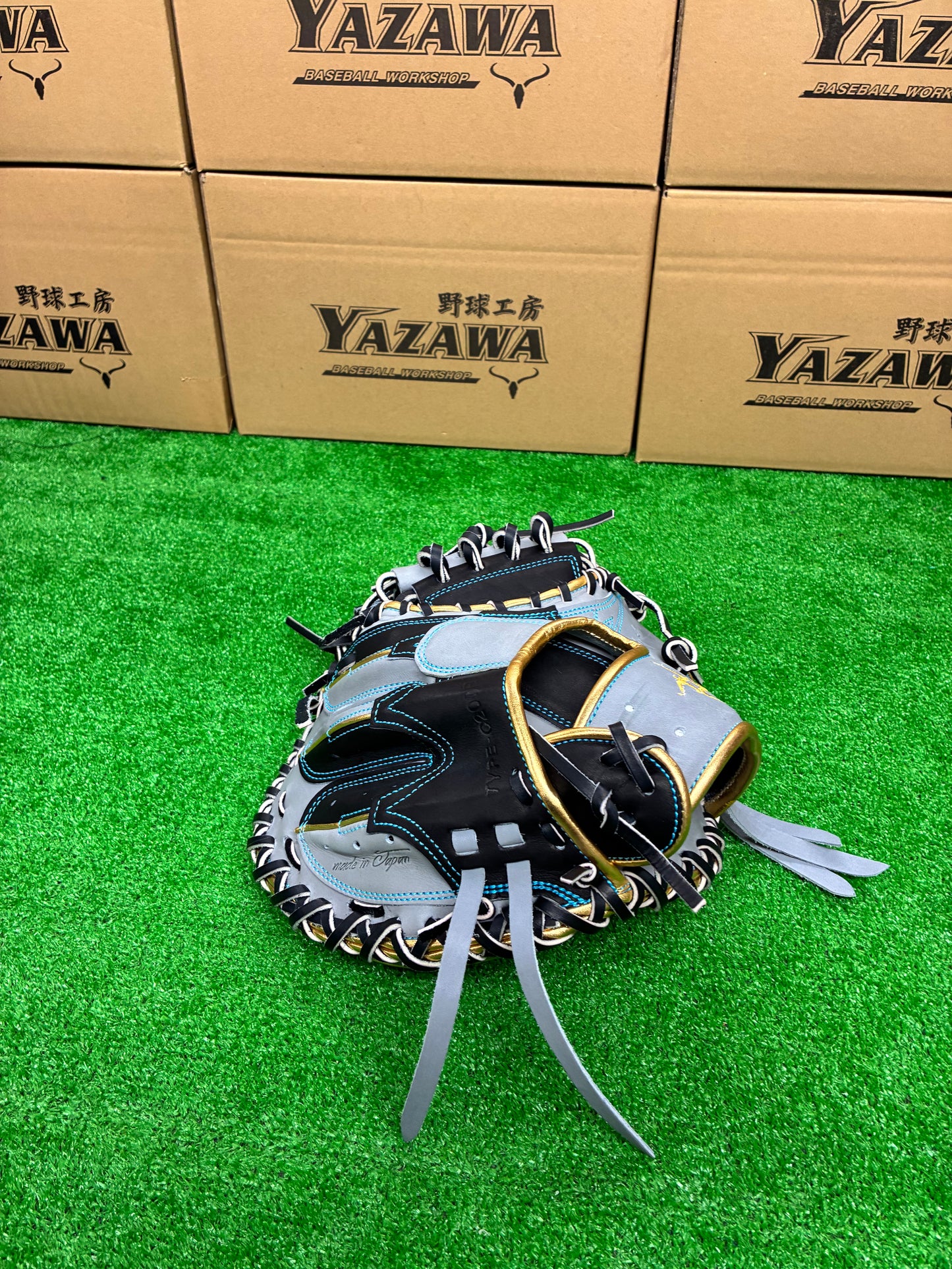 要～KANAME~　限定軟式キャッチャーミット　TYPE-C20R　ブラック×グレー×ライトブルー×ゴールド