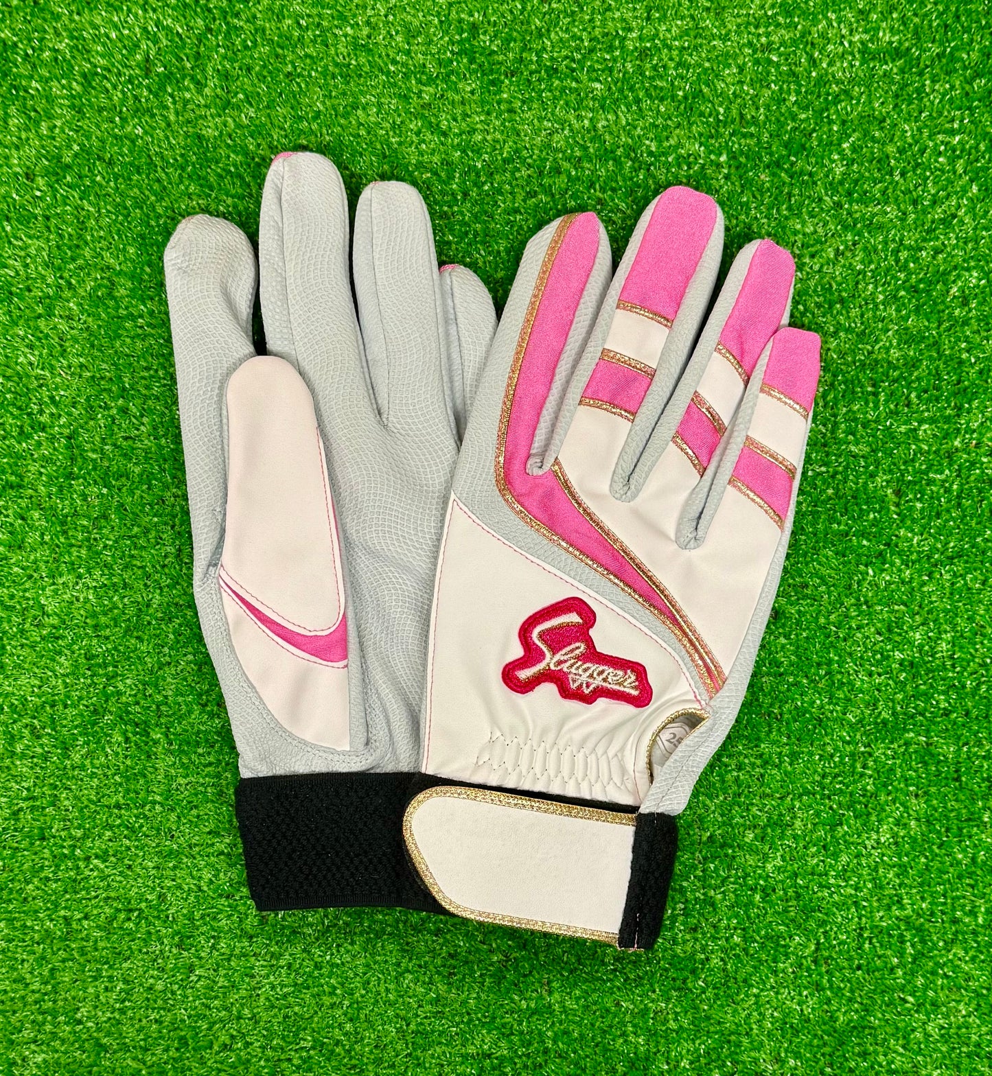 久保田スラッガー　バッティング用手袋　S-707K（ホワイト×ピンク×ゴールド）23～27㎝