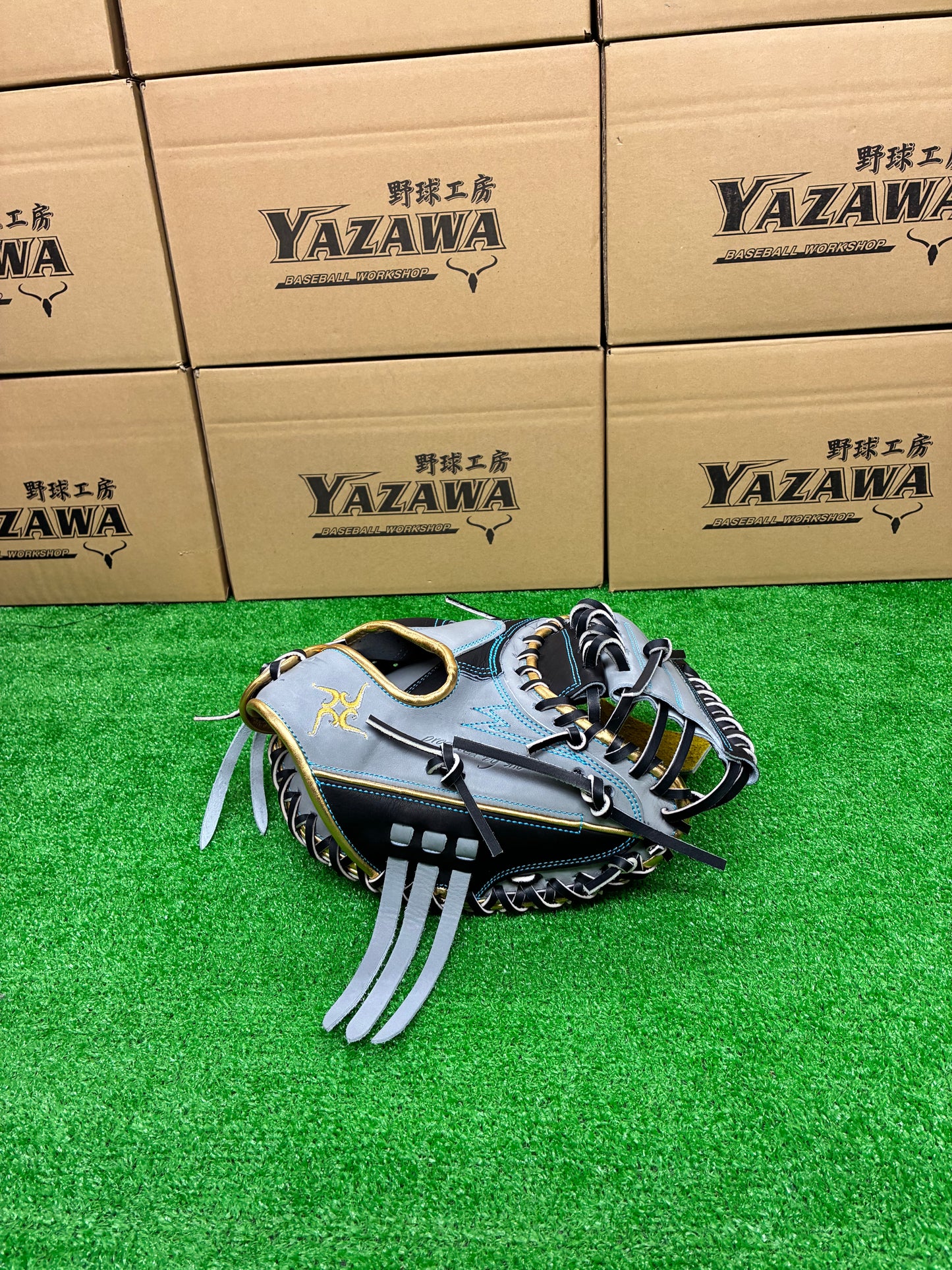要～KANAME~　限定軟式キャッチャーミット　TYPE-C20R　ブラック×グレー×ライトブルー×ゴールド