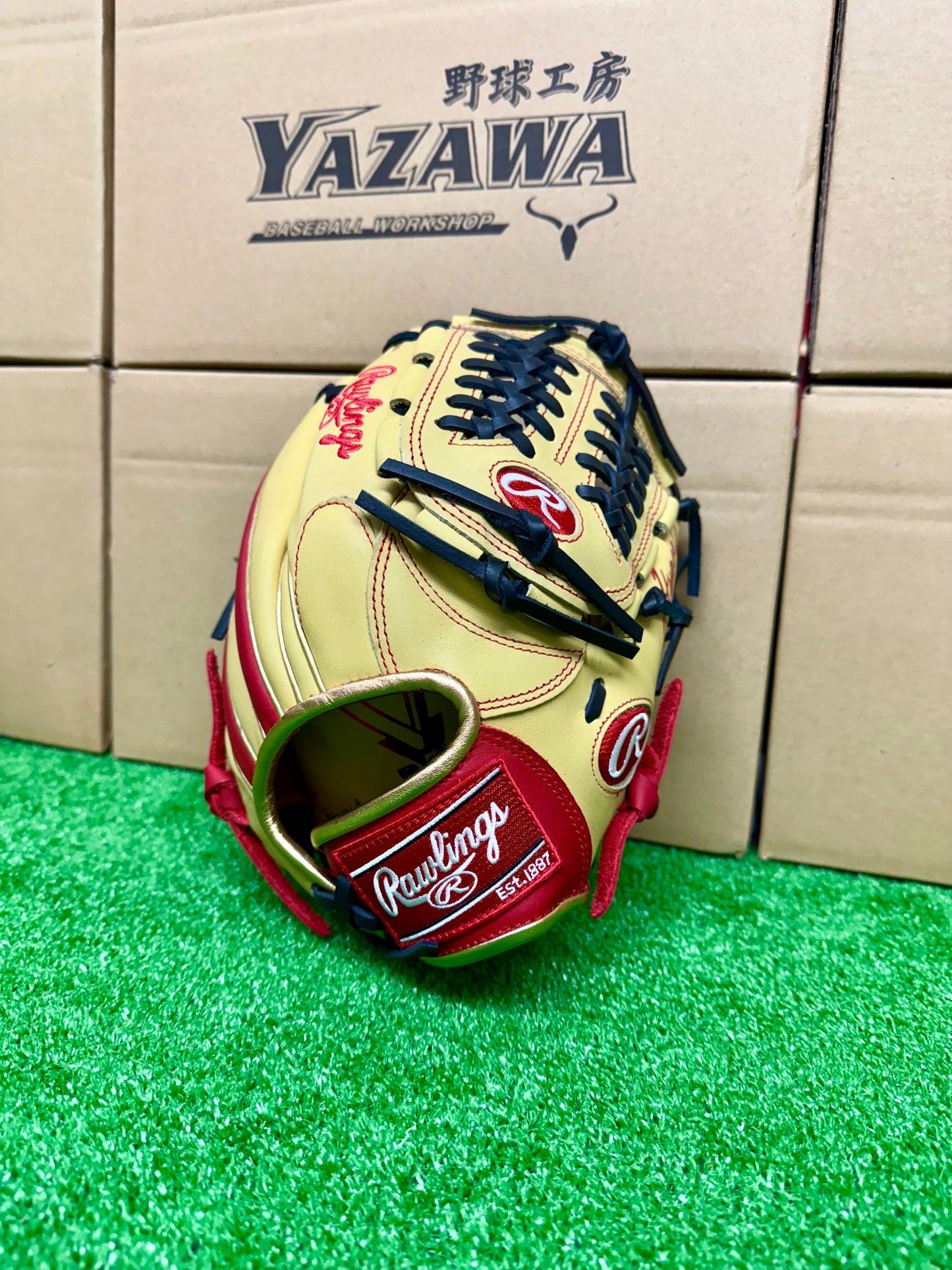 ローリングス　少年軟式用グラブ　GJ5FHTCN6L1オールラウンドL　キャメル×スカーレット