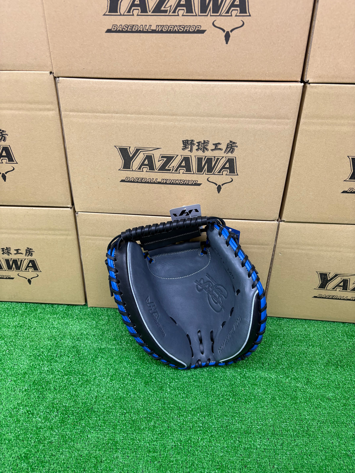 ハタケヤマ　軟式限定キャッチャーミットM9型　グレー×ブラック×ブルー
