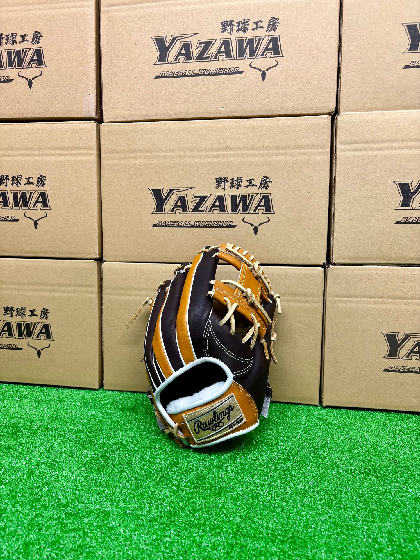 ローリングス　店舗別注【型付け済み】軟式内野手用グラブ　N54FS型　リッチタン×チェリー