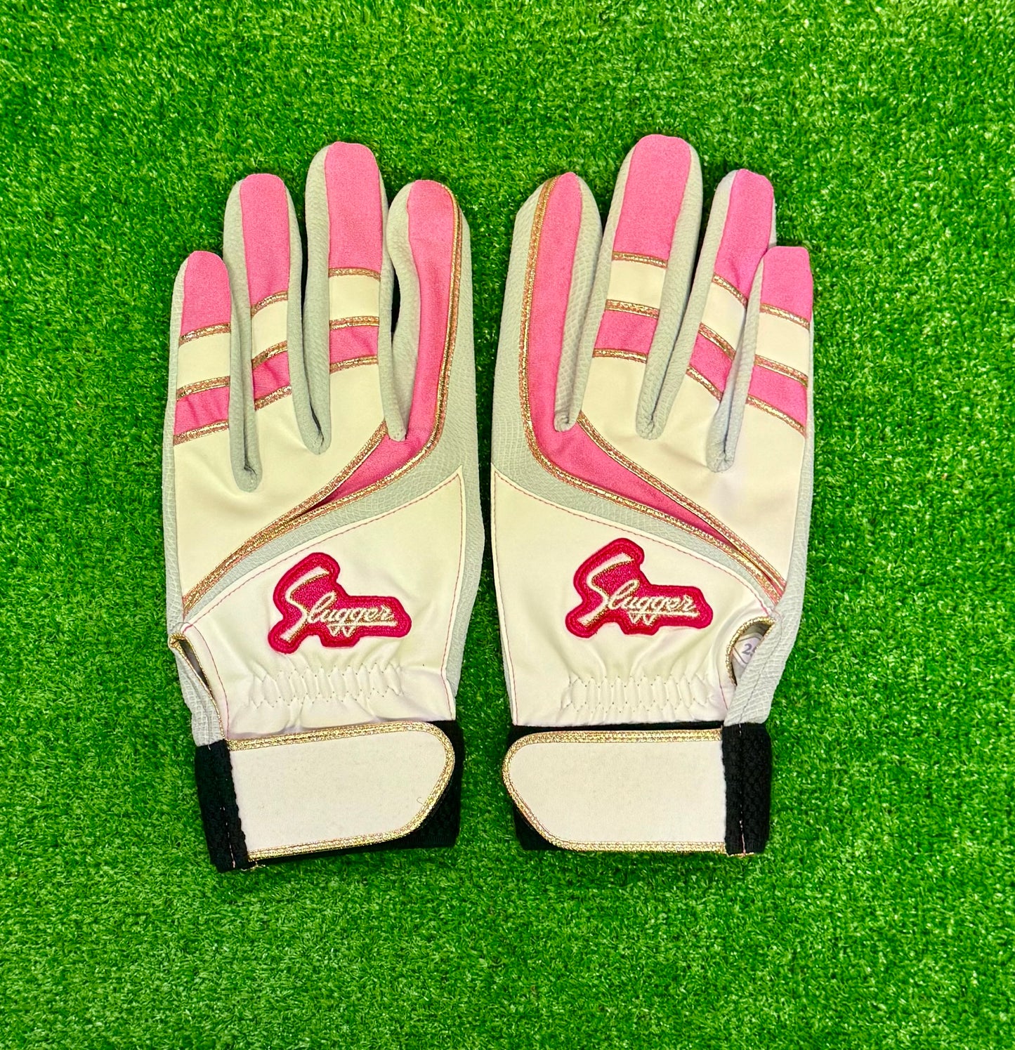 久保田スラッガー　バッティング用手袋　S-707K（ホワイト×ピンク×ゴールド）23～27㎝