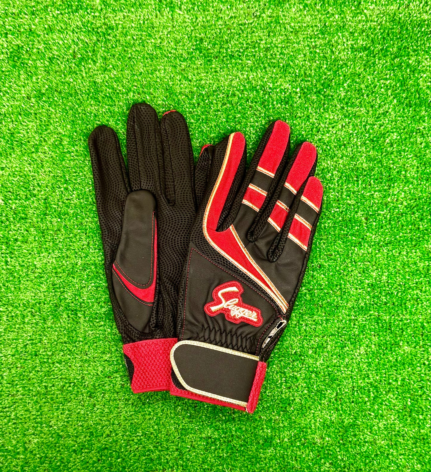 久保田スラッガー　バッティング用手袋　S-707K（ブラック×レッド×ゴールド）23～27㎝