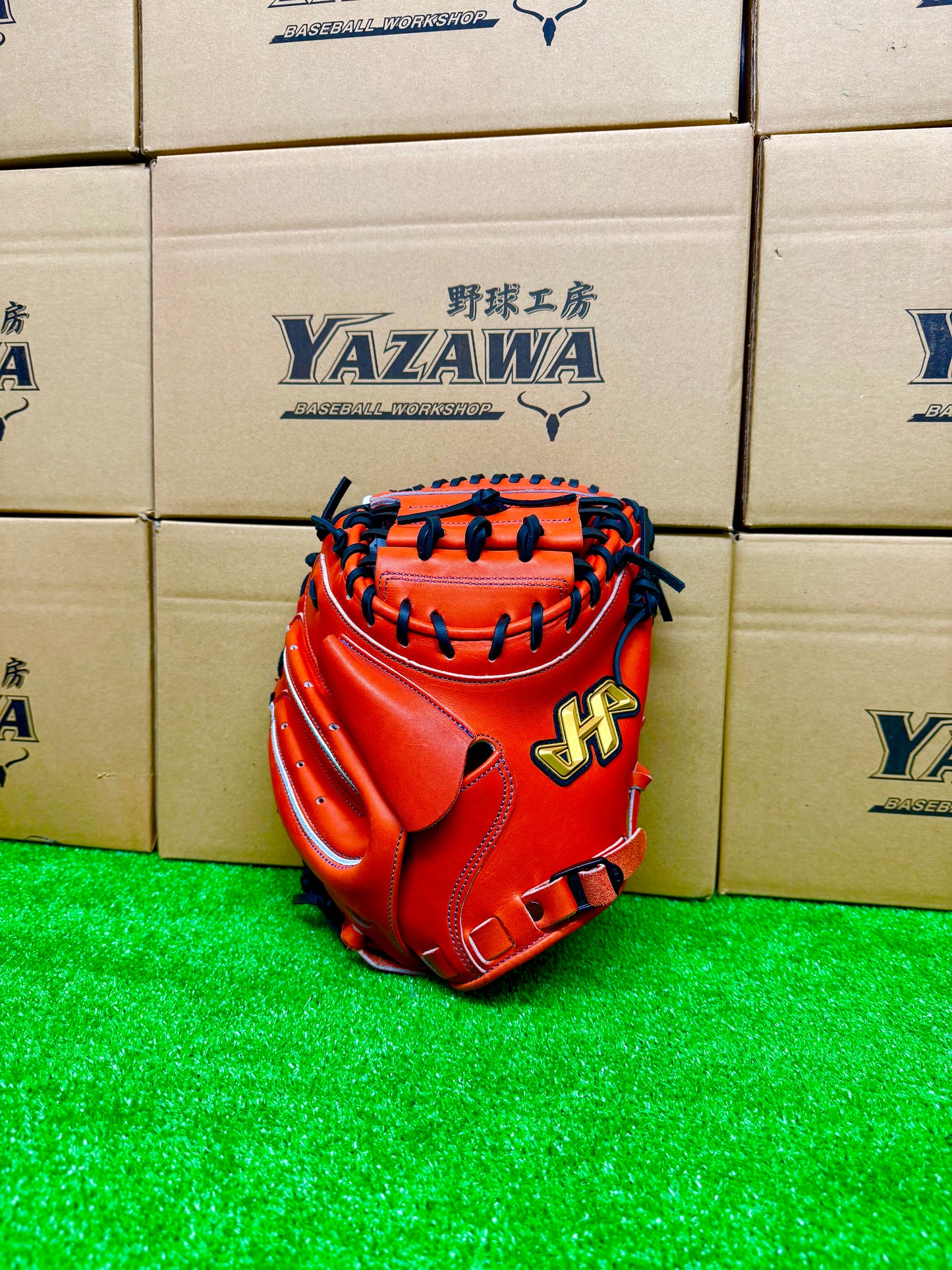 ハタケヤマ　硬式キャッチャーミット　W-M7VB　Vオレンジ