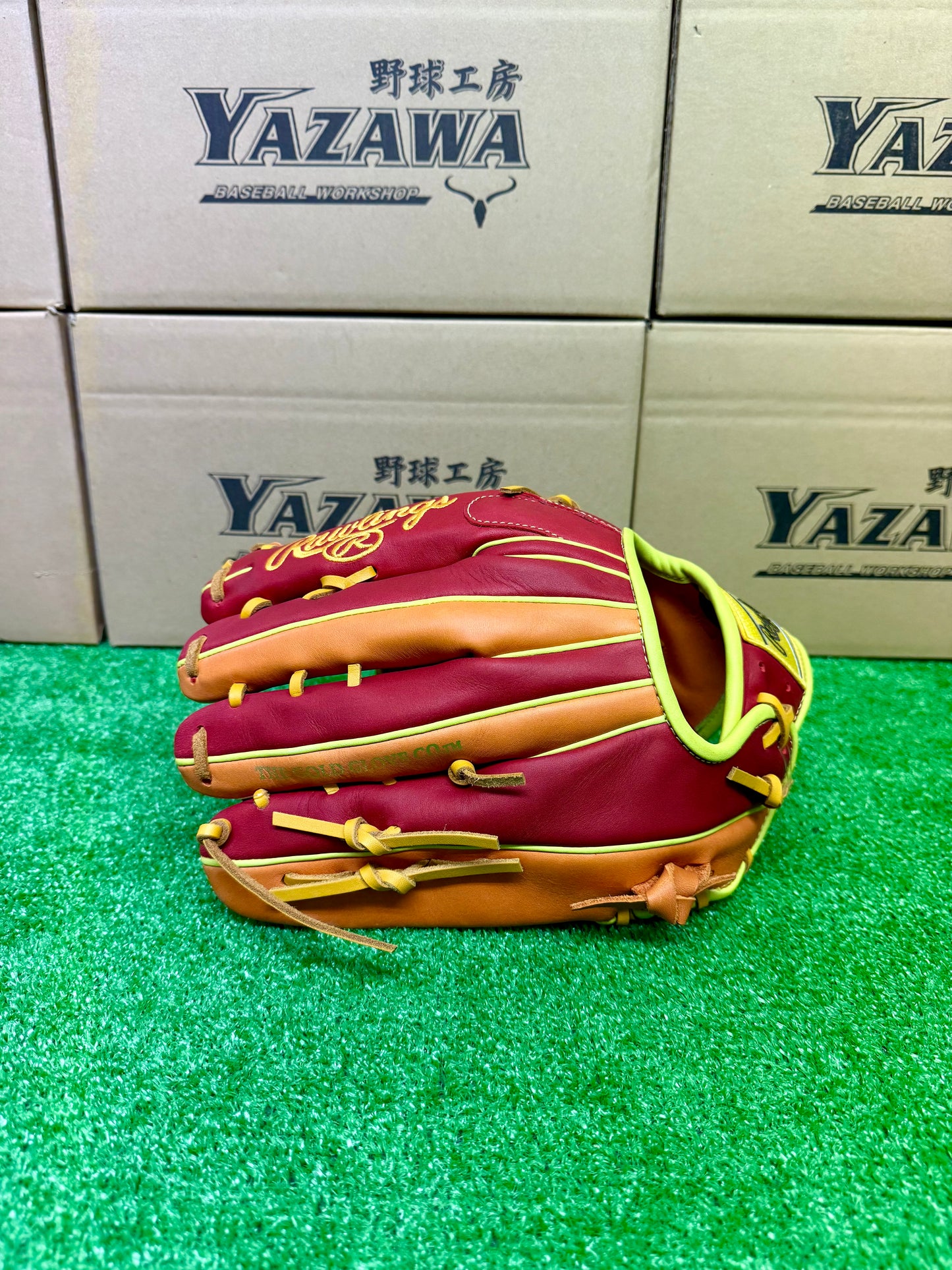 ローリングス　軟式外野手用グラブ　GR5FHTCY719　スカーレット×オレンジ