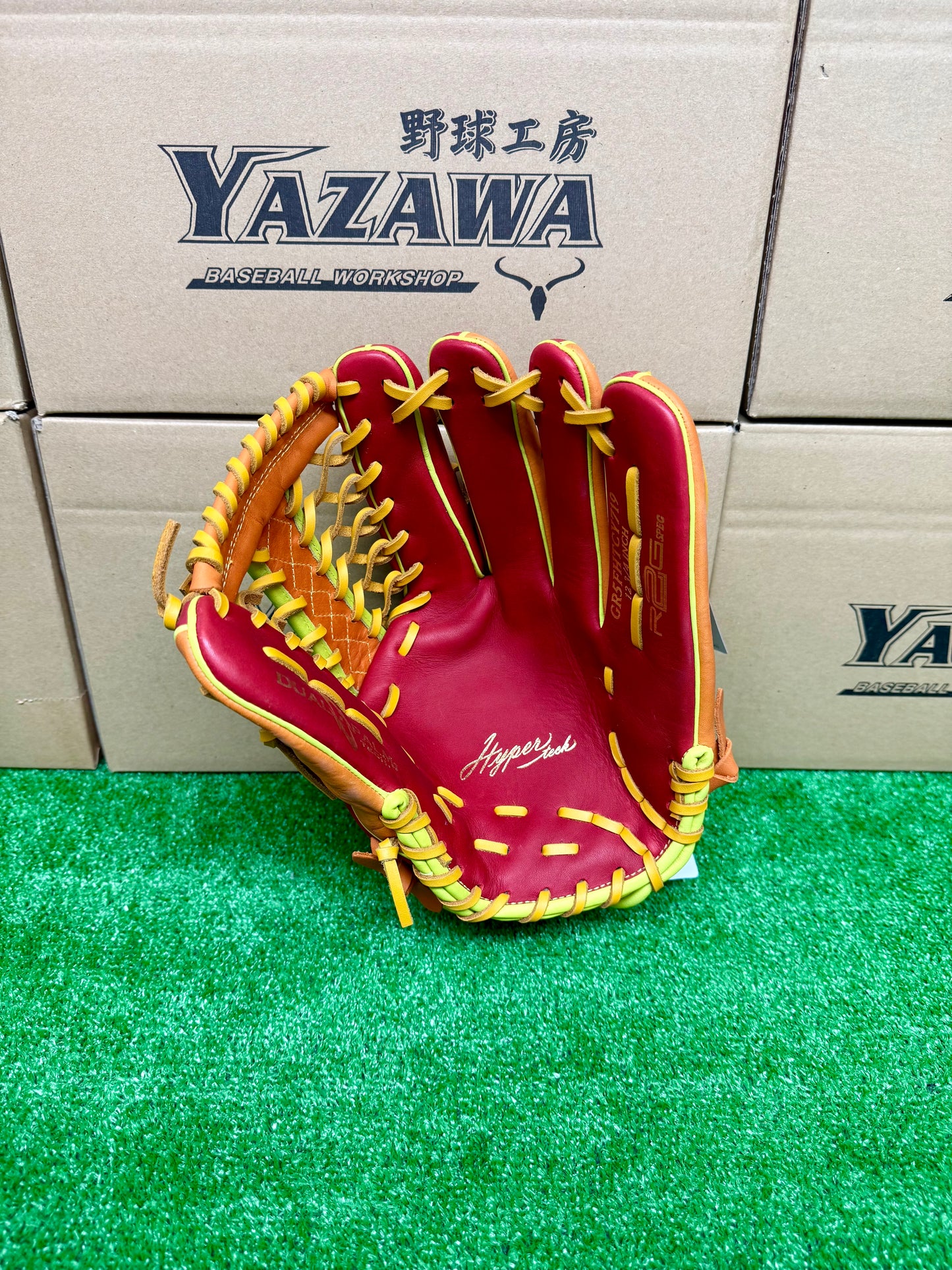 ローリングス　軟式外野手用グラブ　GR5FHTCY719　スカーレット×オレンジ