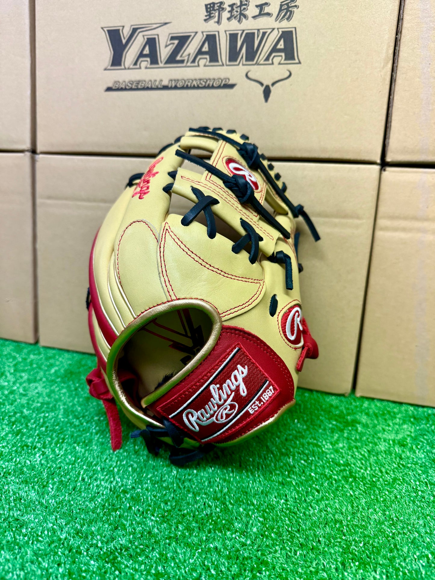 ローリングス　少年軟式用グラブ　GJ5FHTCN6LオールラウンドL　キャメル×スカーレット