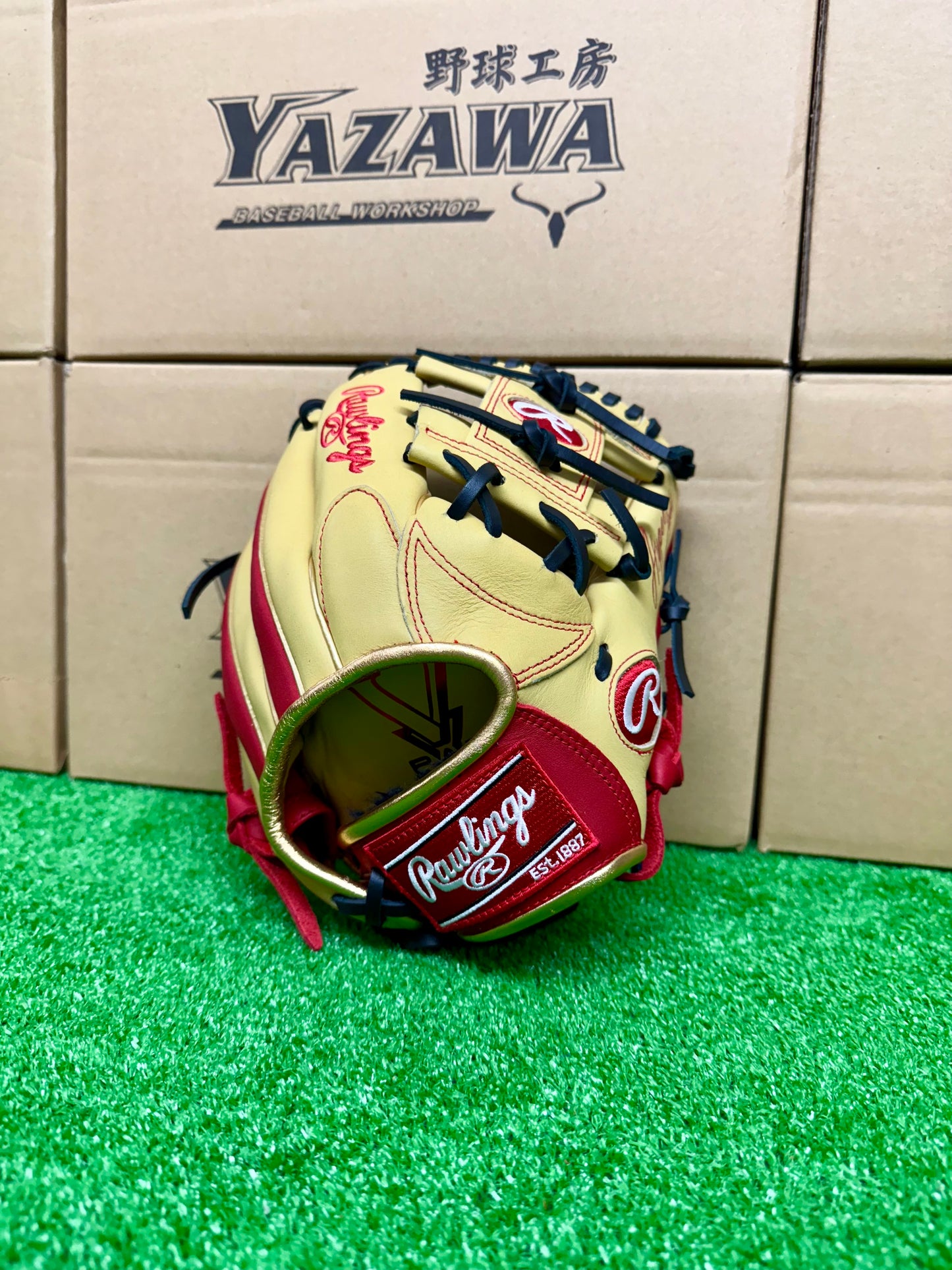 ローリングス　少年軟式用グラブ　GJ5FHTCG9MオールラウンドM　キャメル×スカーレット
