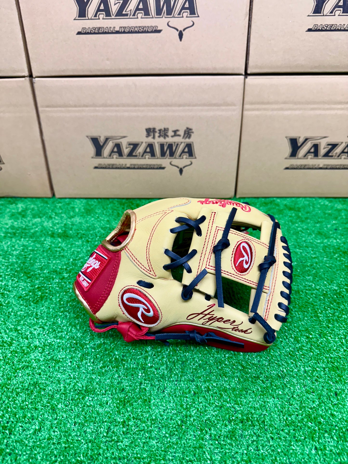 ローリングス　少年軟式用グラブ　GJ5FHTCG9MオールラウンドM　キャメル×スカーレット