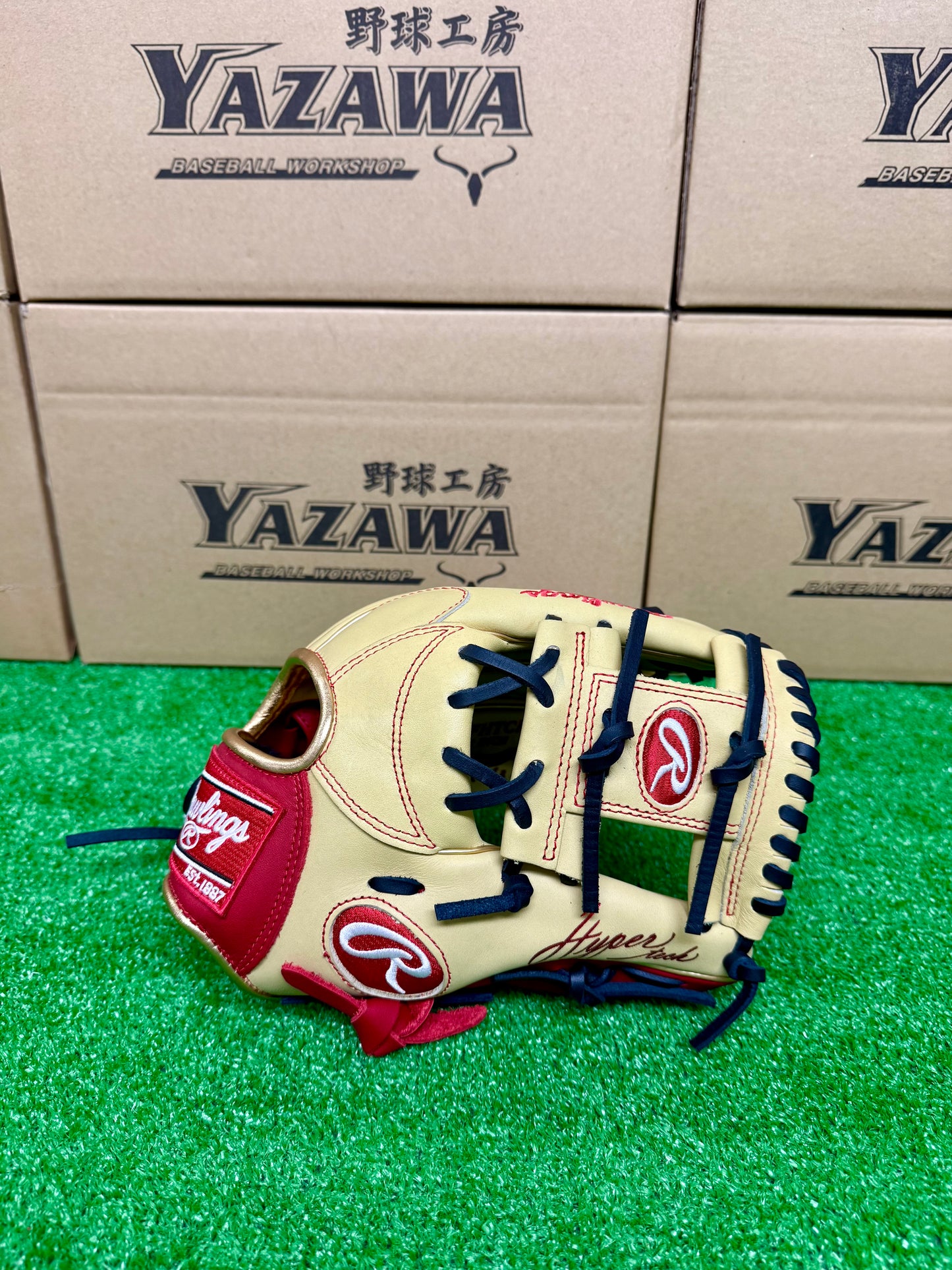 ローリングス　少年軟式用グラブ　GJ5FHTCN6LオールラウンドL　キャメル×スカーレット