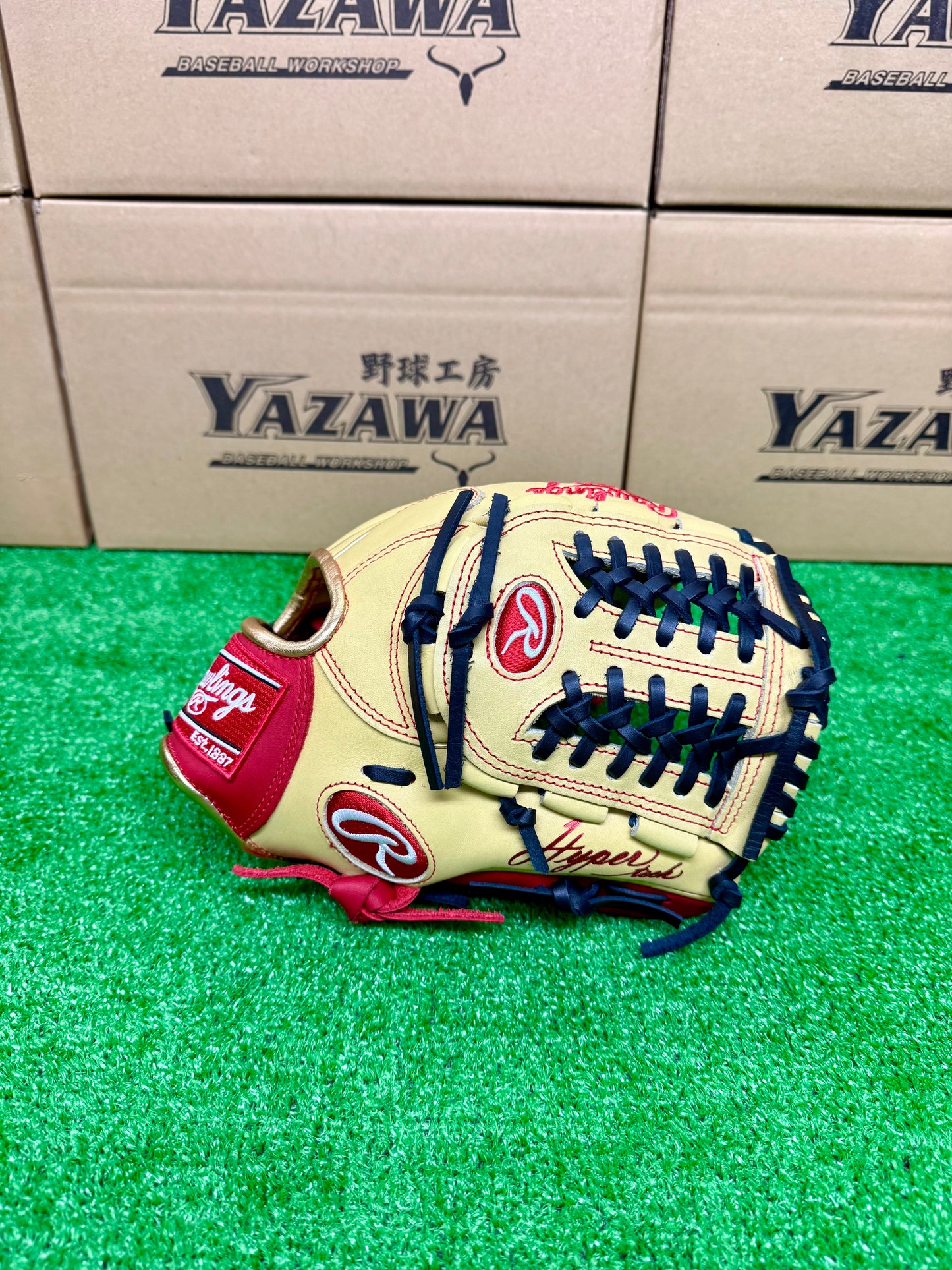 ローリングス　少年軟式用グラブ　GJ5FHTCN6L1オールラウンドL　キャメル×スカーレット