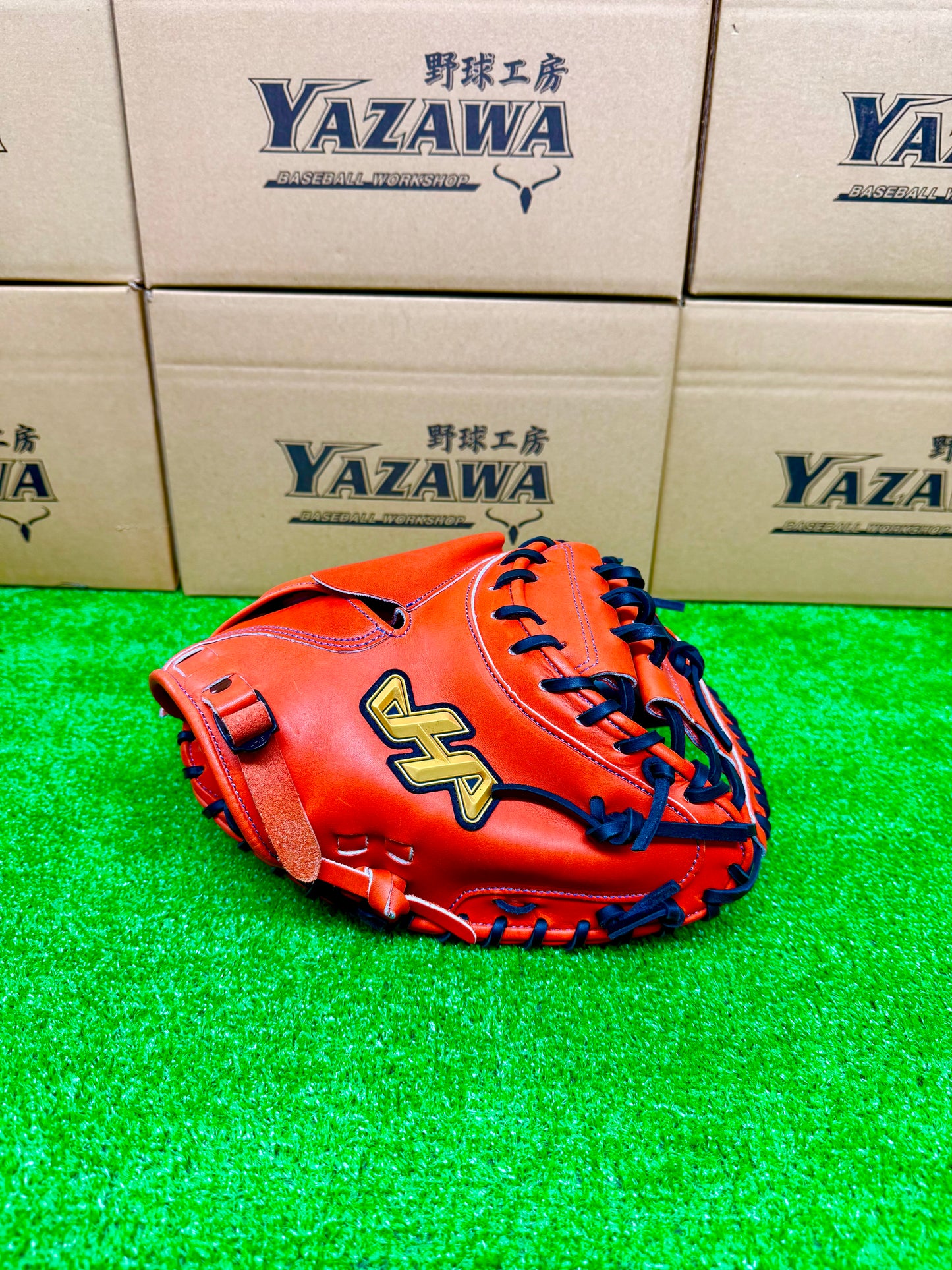 ハタケヤマ　硬式キャッチャーミット　W-M7VB　Vオレンジ