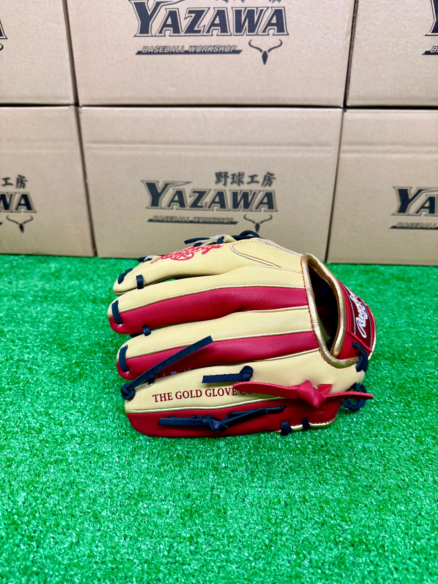 ローリングス　少年軟式用グラブ　GJ5FHTCG9MオールラウンドM　キャメル×スカーレット