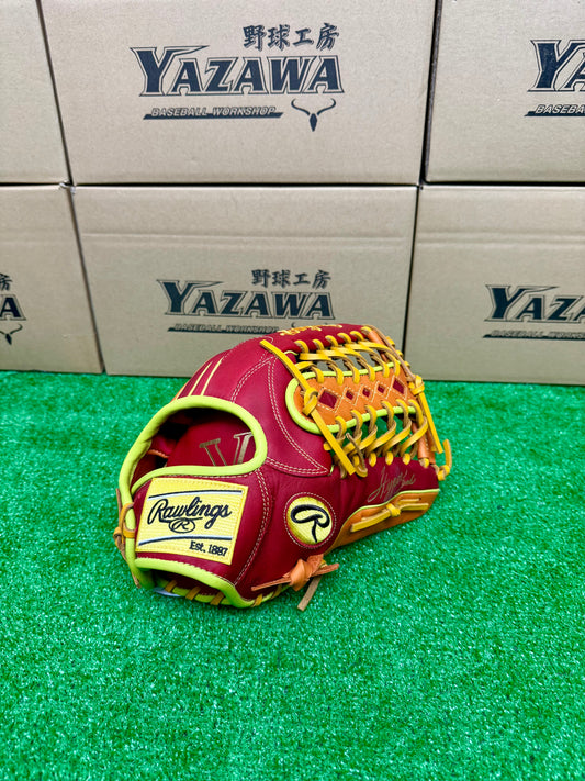 ローリングス　軟式外野手用グラブ　GR5FHTCY719　スカーレット×オレンジ