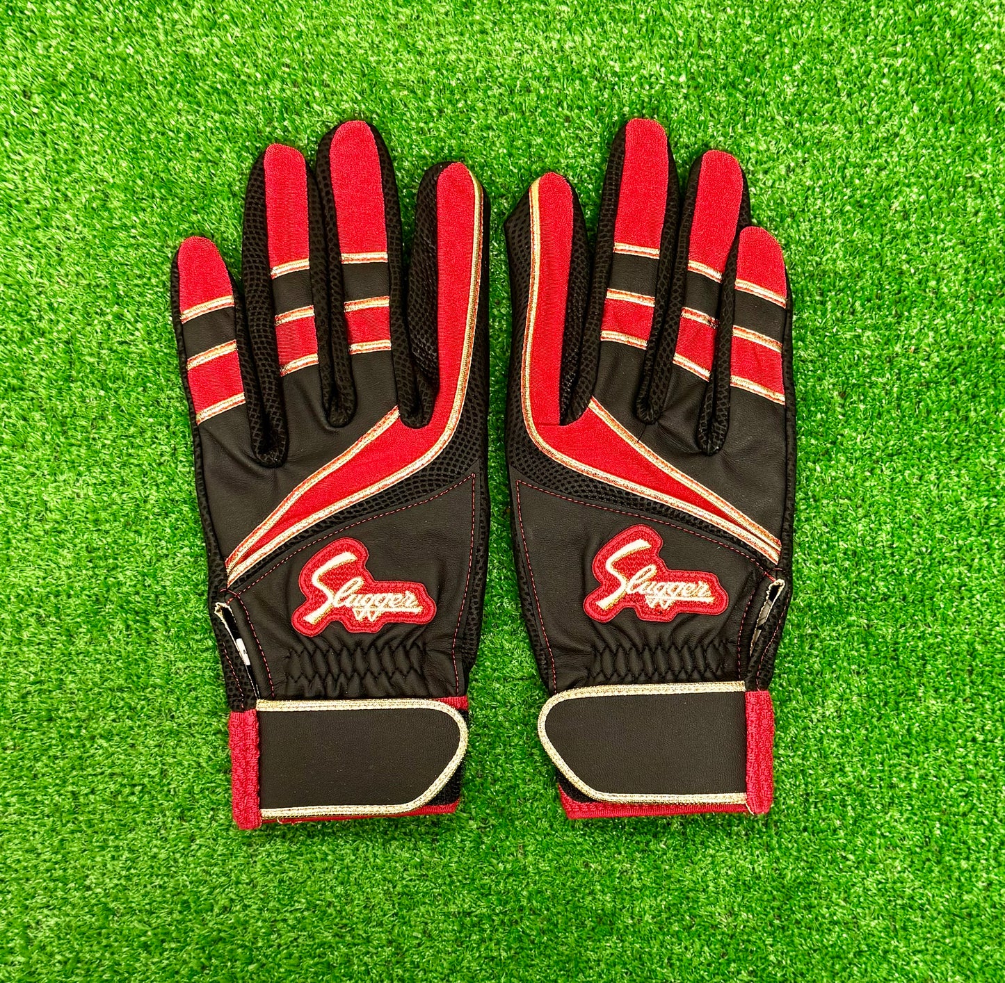 久保田スラッガー　バッティング用手袋　S-707K（ブラック×レッド×ゴールド）23～27㎝