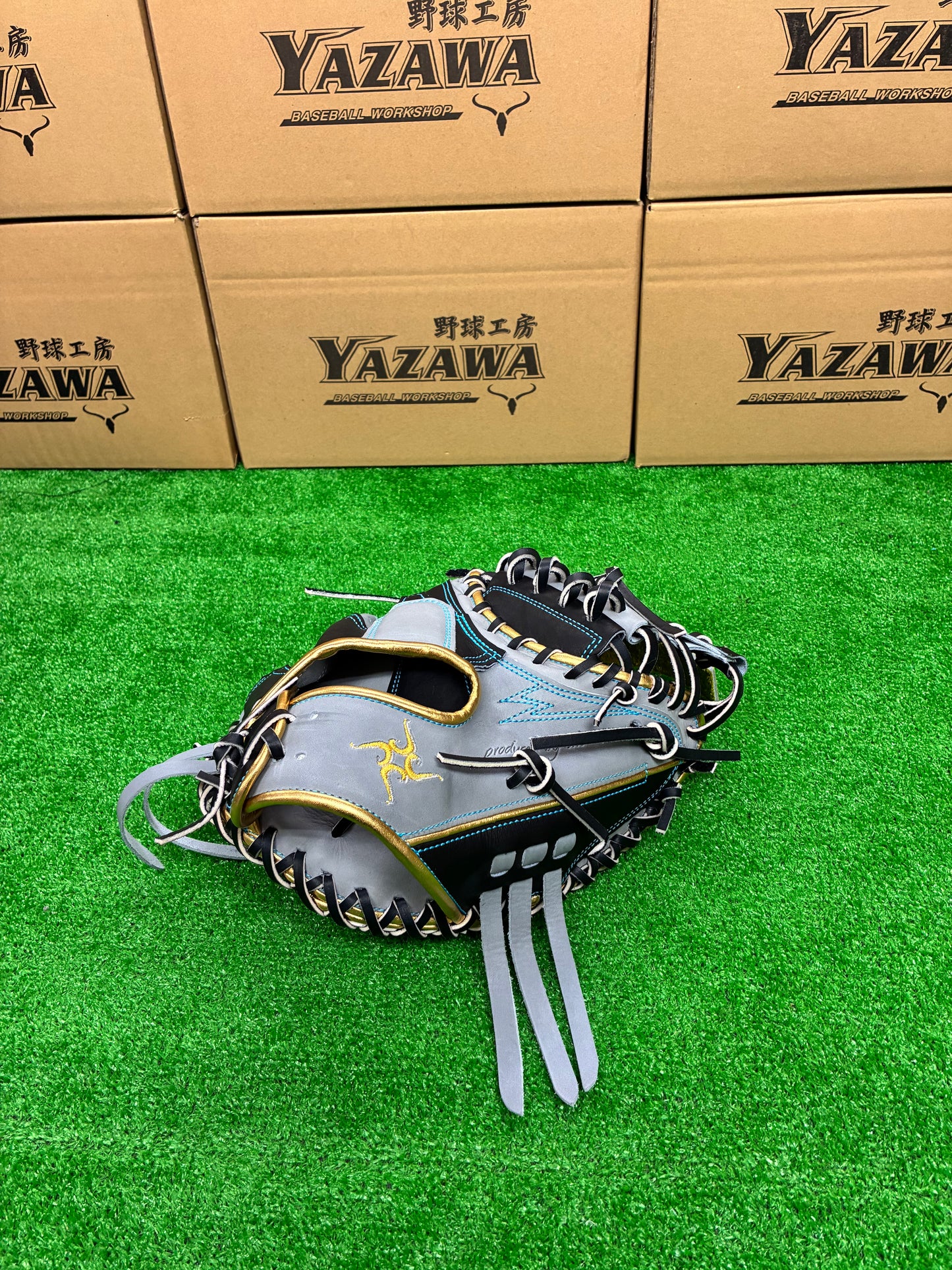 要～KANAME~　限定軟式キャッチャーミット　TYPE-C20R　ブラック×グレー×ライトブルー×ゴールド