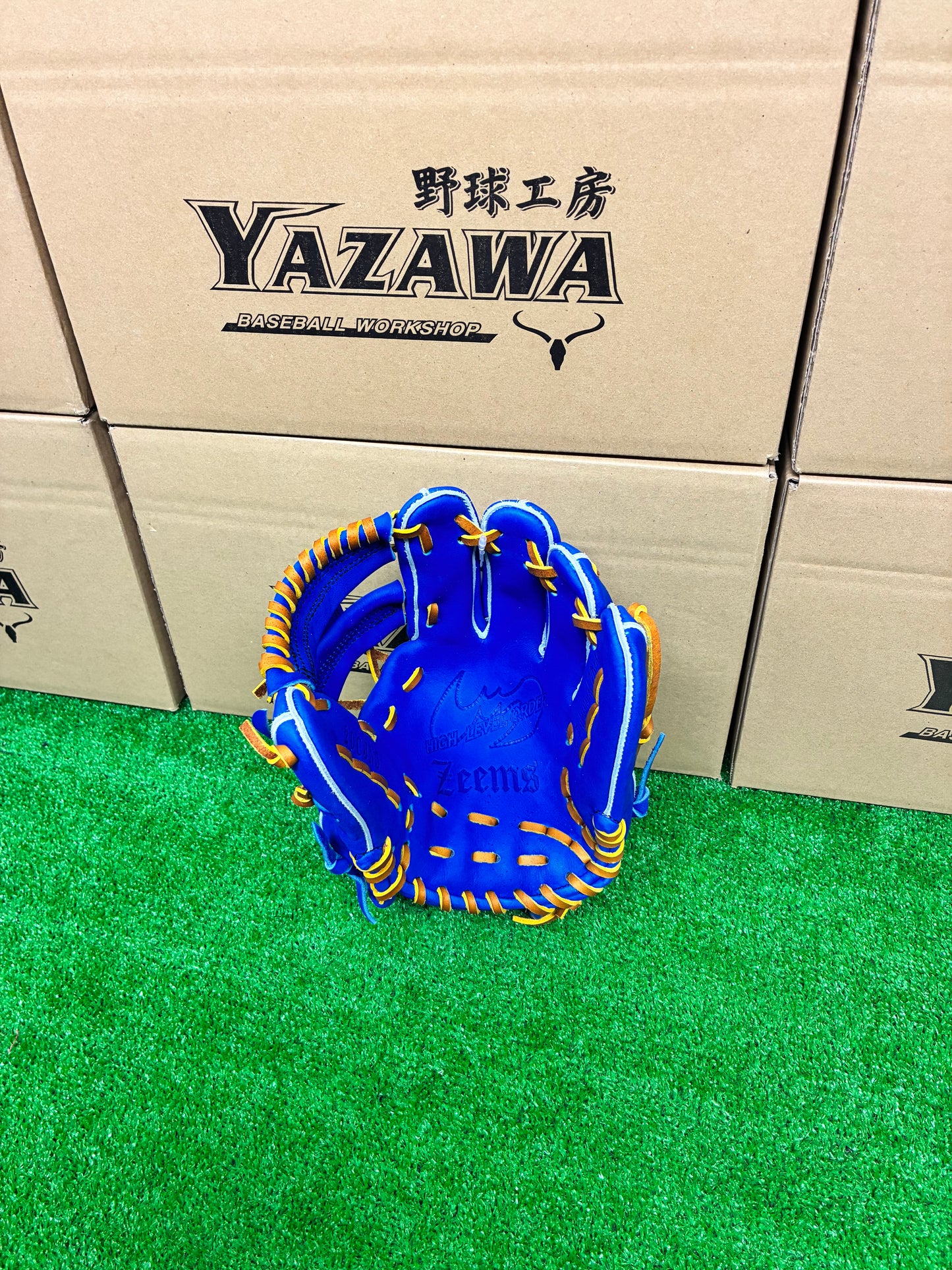 Zeems　【型付け済み】限定少年軟式用グラブ20CJN5中型　ブルー×タン