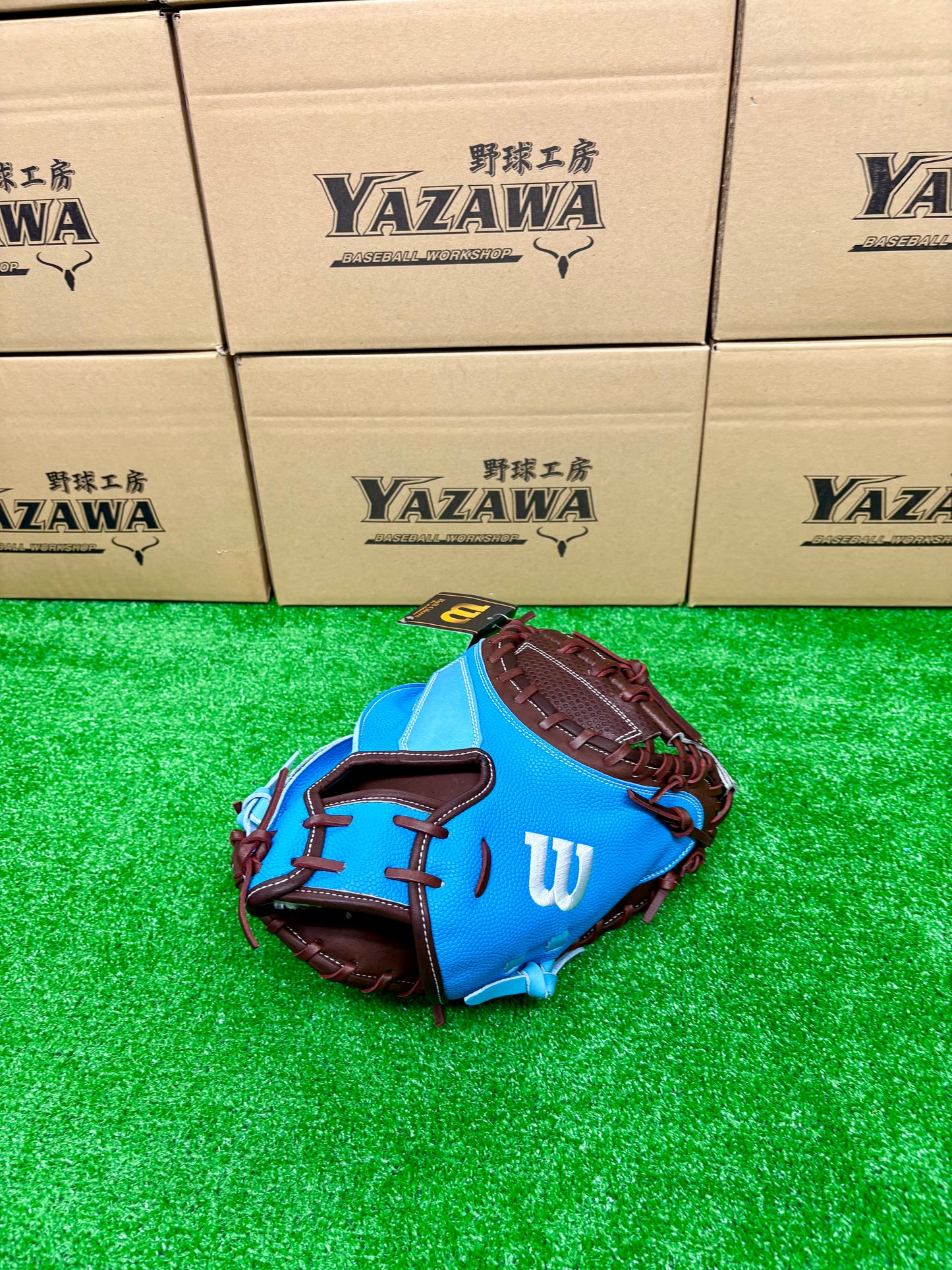Wilson　軟式用キャッチャーミット　CM33型 DブラウンSC×スカイブルーSS