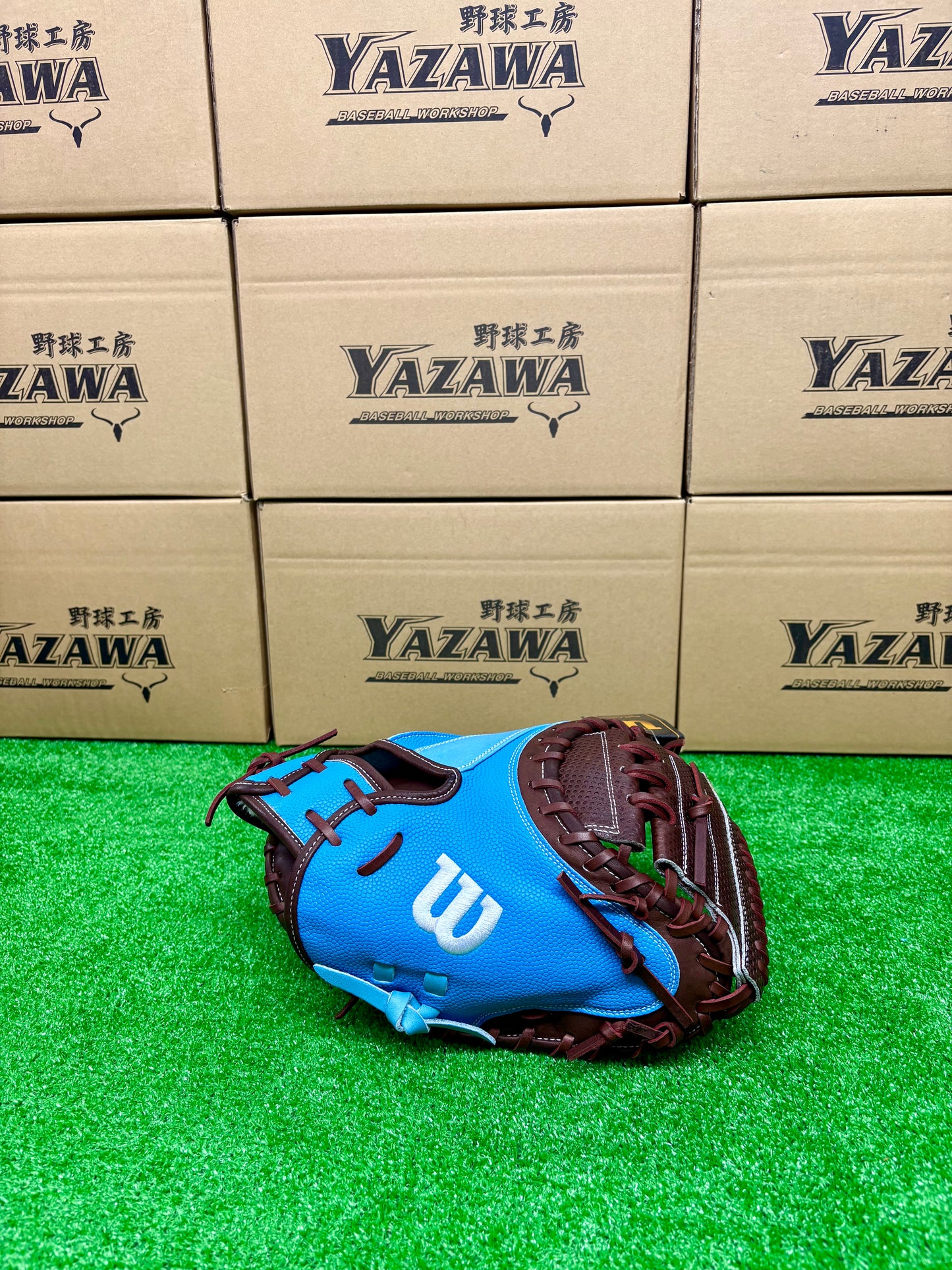 Wilson　軟式用キャッチャーミット　CM33型 DブラウンSC×スカイブルーSS
