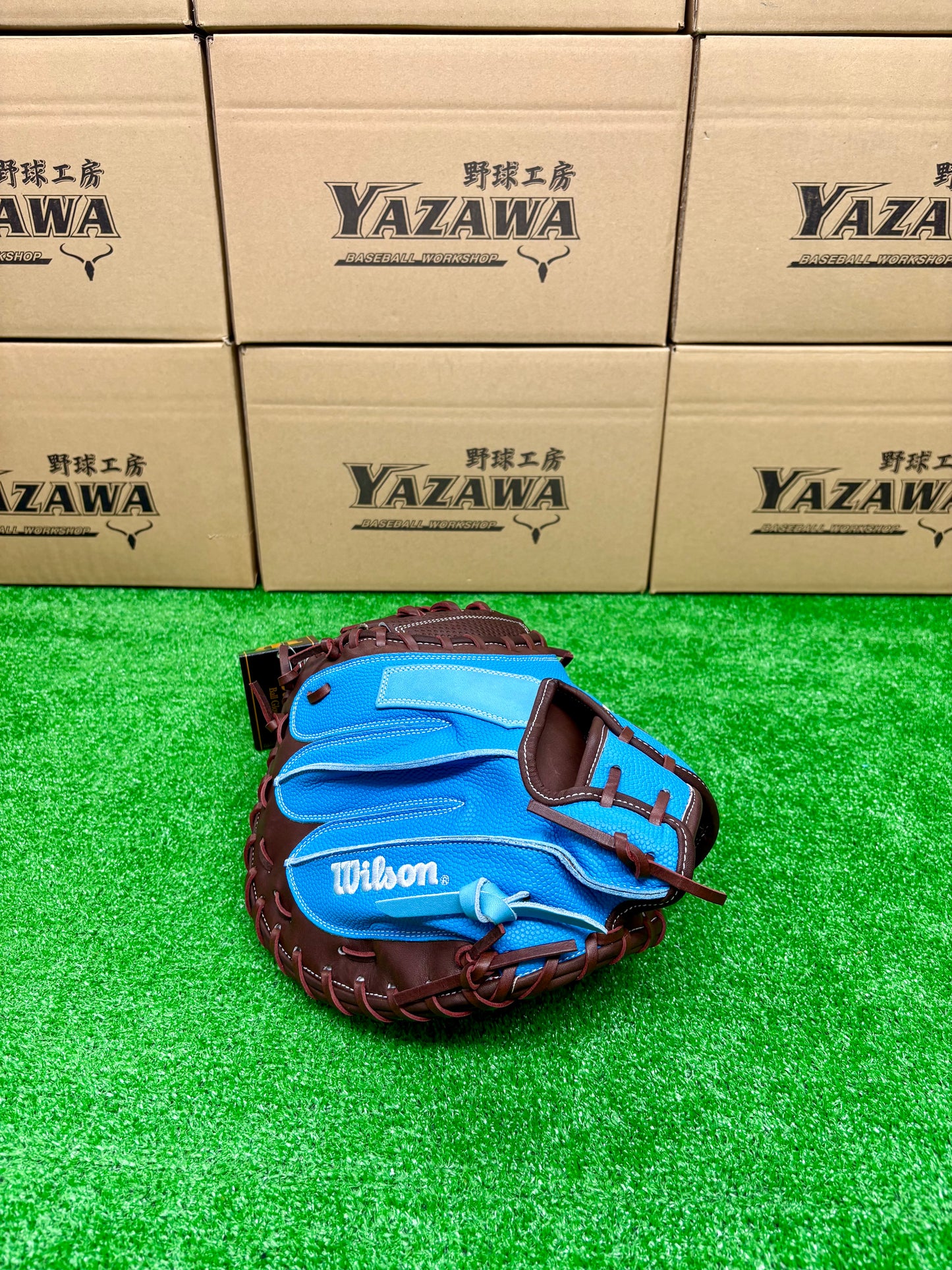 Wilson　軟式用キャッチャーミット　CM33型 DブラウンSC×スカイブルーSS
