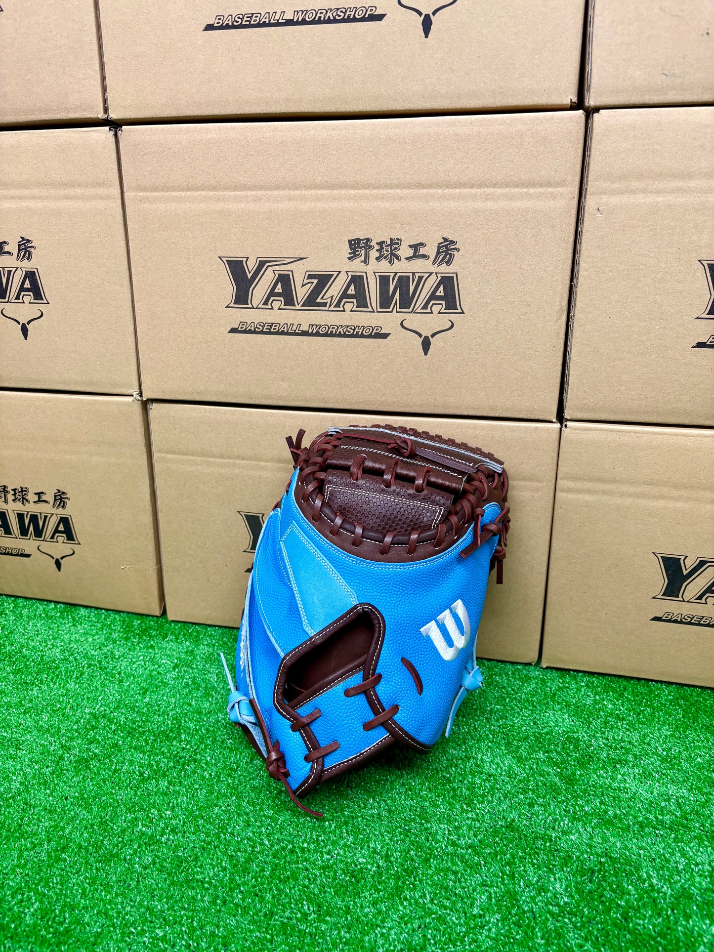 Wilson　軟式用キャッチャーミット　CM33型 DブラウンSC×スカイブルーSS