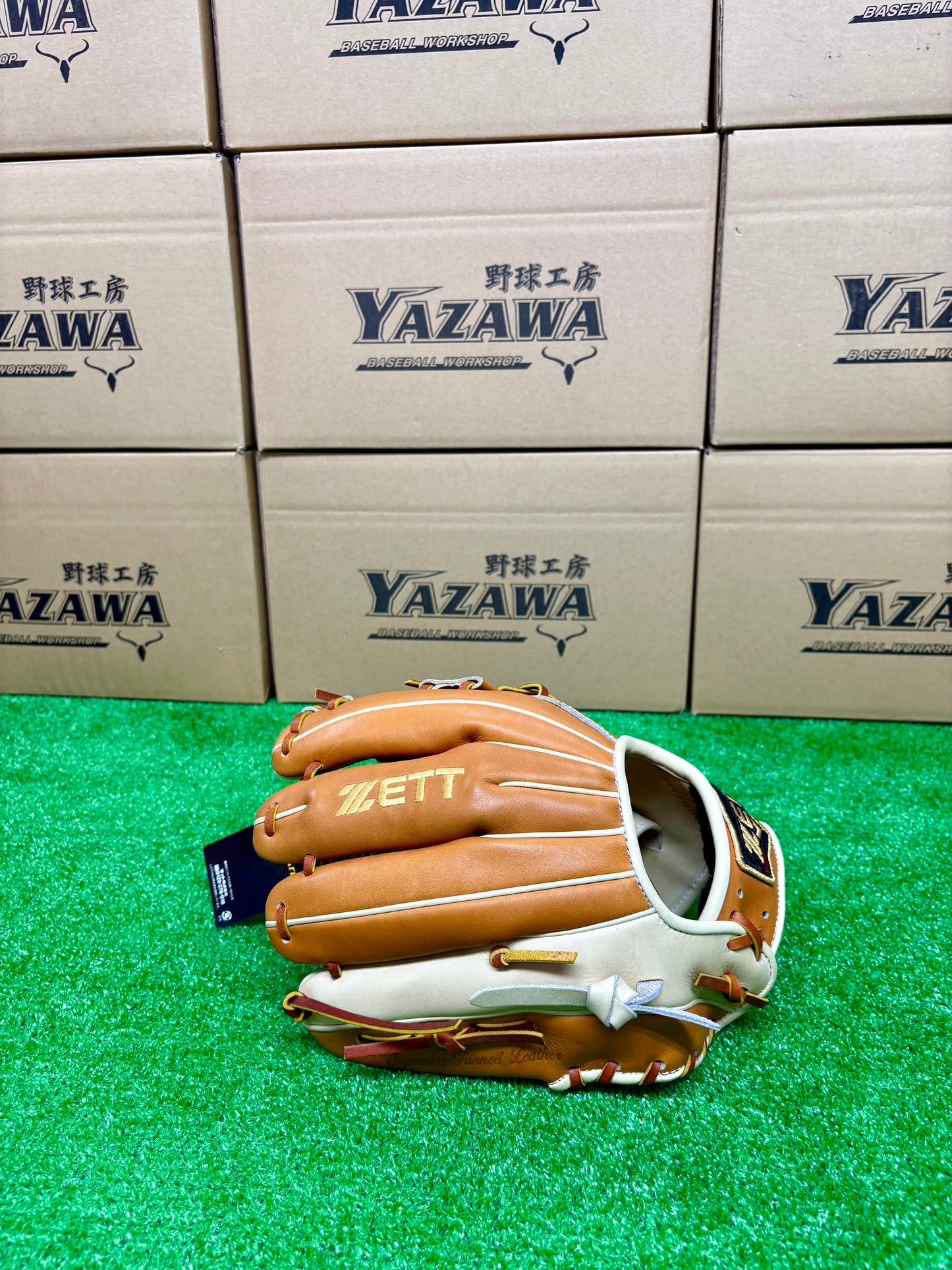 ZETT　限定軟式内野手　二塁手・遊撃手用グラブ　BRGB32576F　ゴールドブラウン×パステルブラウン
