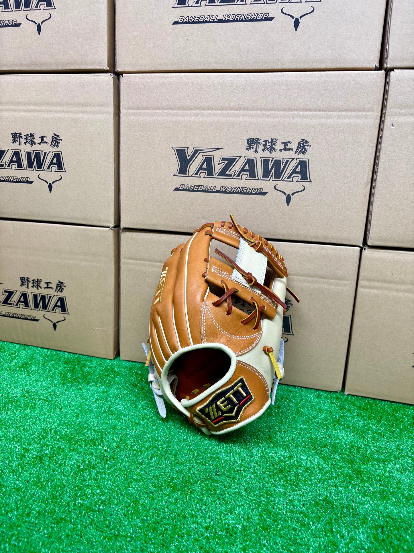 ZETT　限定軟式内野手　二塁手・遊撃手用グラブ　BRGB32576F　ゴールドブラウン×パステルブラウン