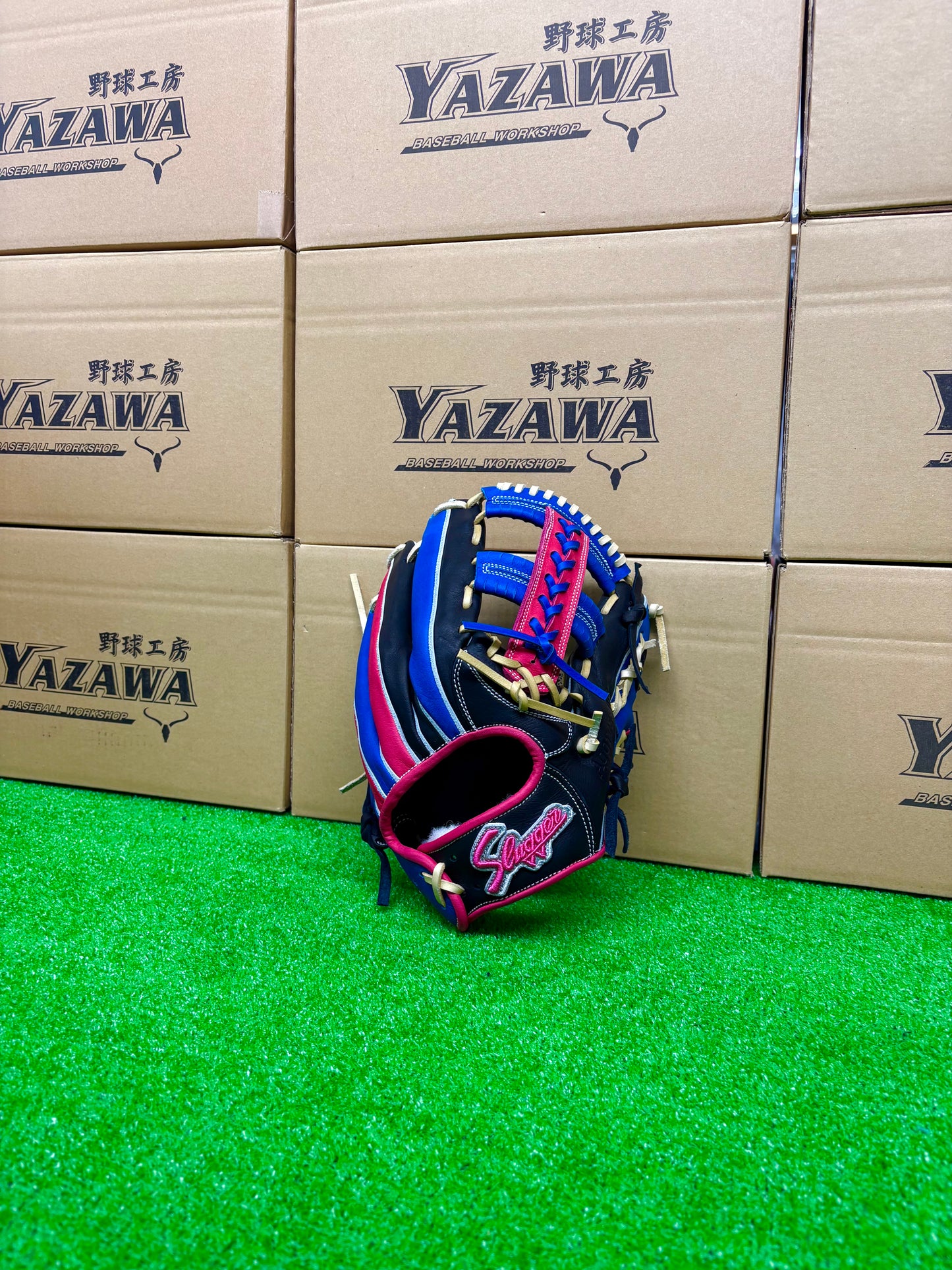 久保田スラッガー　店舗別注【型付け済み】軟式グラブKSN-DS1  ブルー×ブラック×ピンク