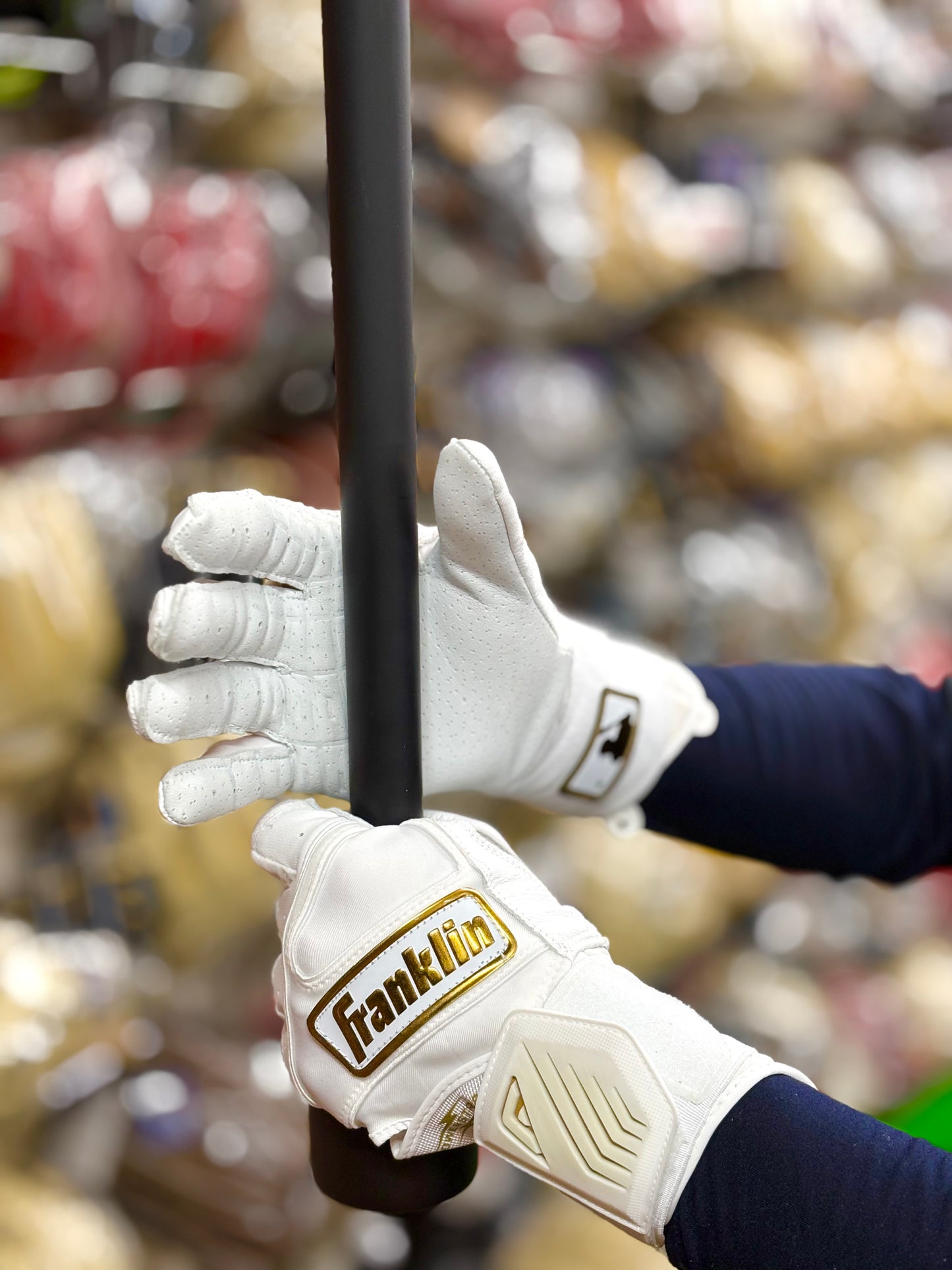 Franklin バッティング手袋　POWERSTRAP INFINITY SERIES BATTING GLOVES（ホワイト×ゴールド）