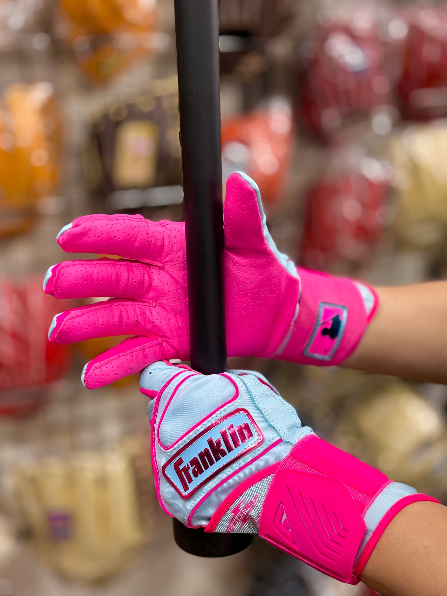 Franklin バッティング手袋  POWERSTRAP INFINITY SERIES BATTING GLOVES（サックス×ピンク）