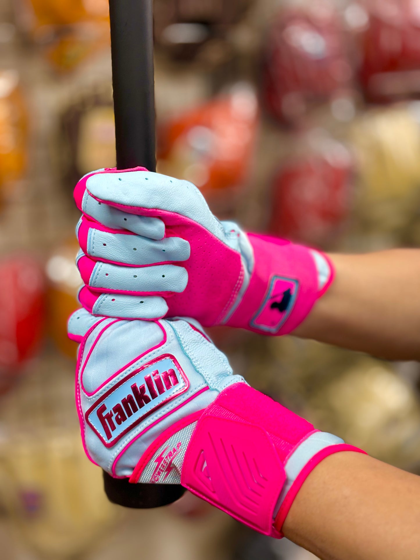Franklin バッティング手袋  POWERSTRAP INFINITY SERIES BATTING GLOVES（サックス×ピンク）