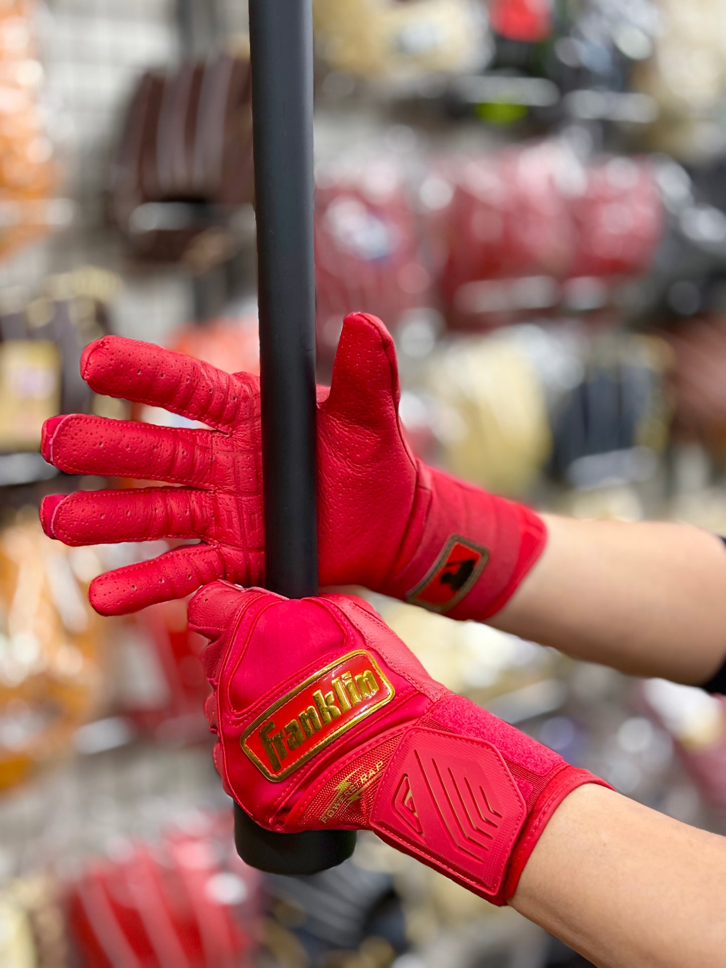 Franklin バッティング手袋  POWERSTRAP INFINITY SERIES BATTING GLOVES（レッド×ゴールド）