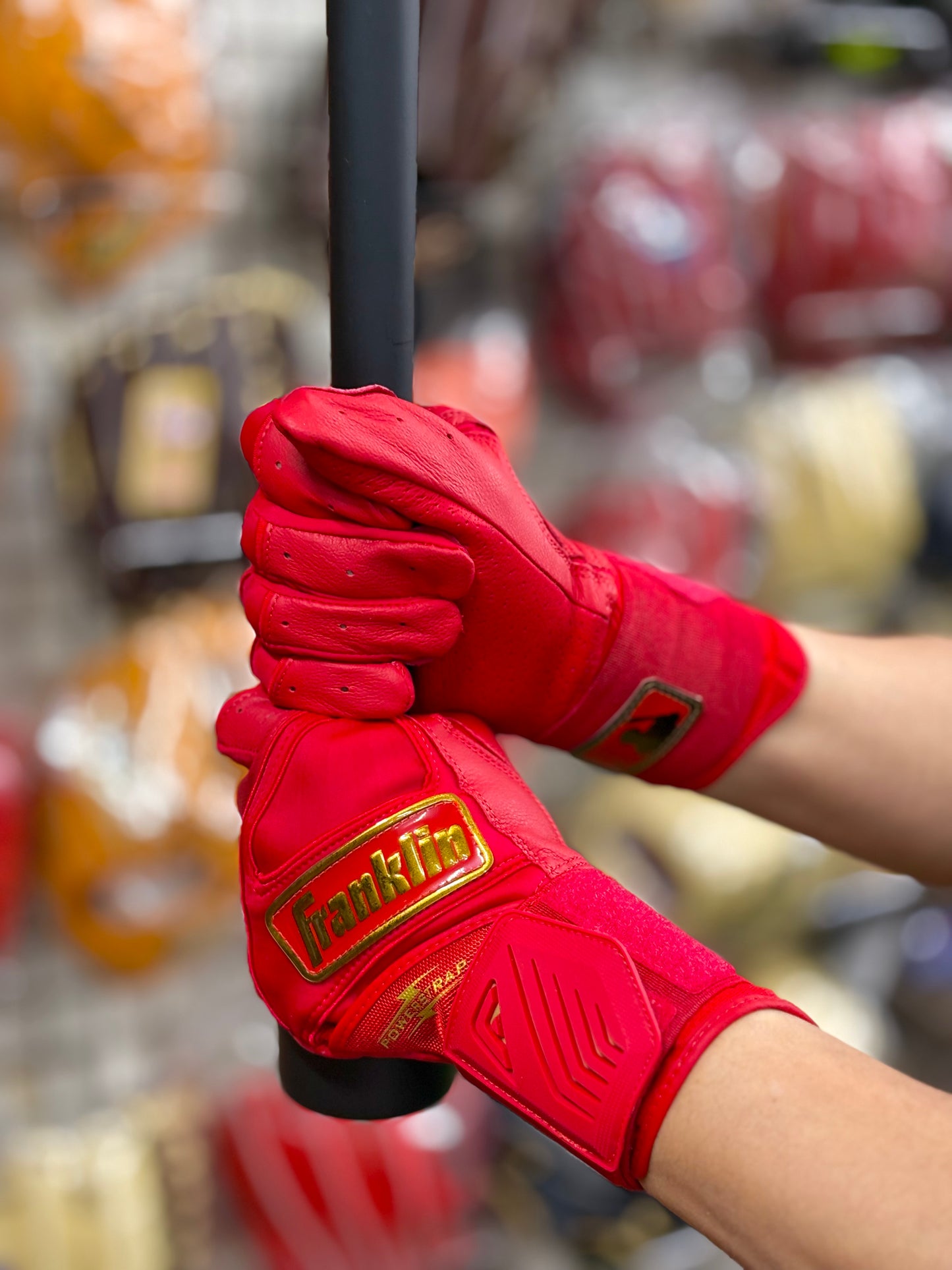Franklin バッティング手袋  POWERSTRAP INFINITY SERIES BATTING GLOVES（レッド×ゴールド）