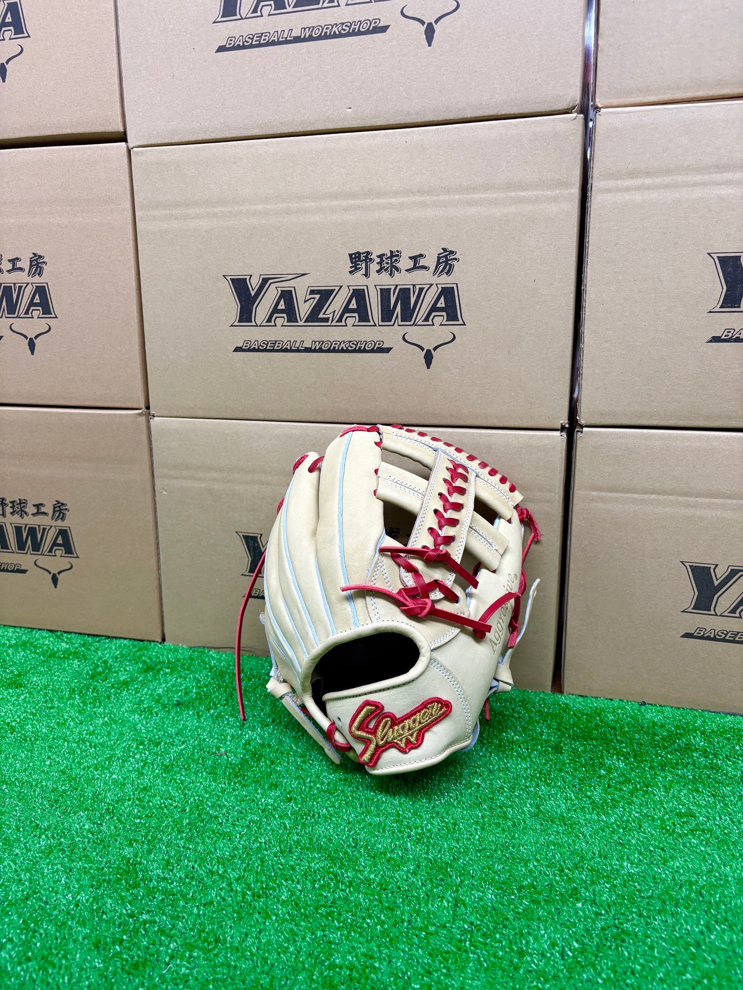 久保田スラッガー　限定少年軟式グラブ　トレンチ×レッド【J8型】