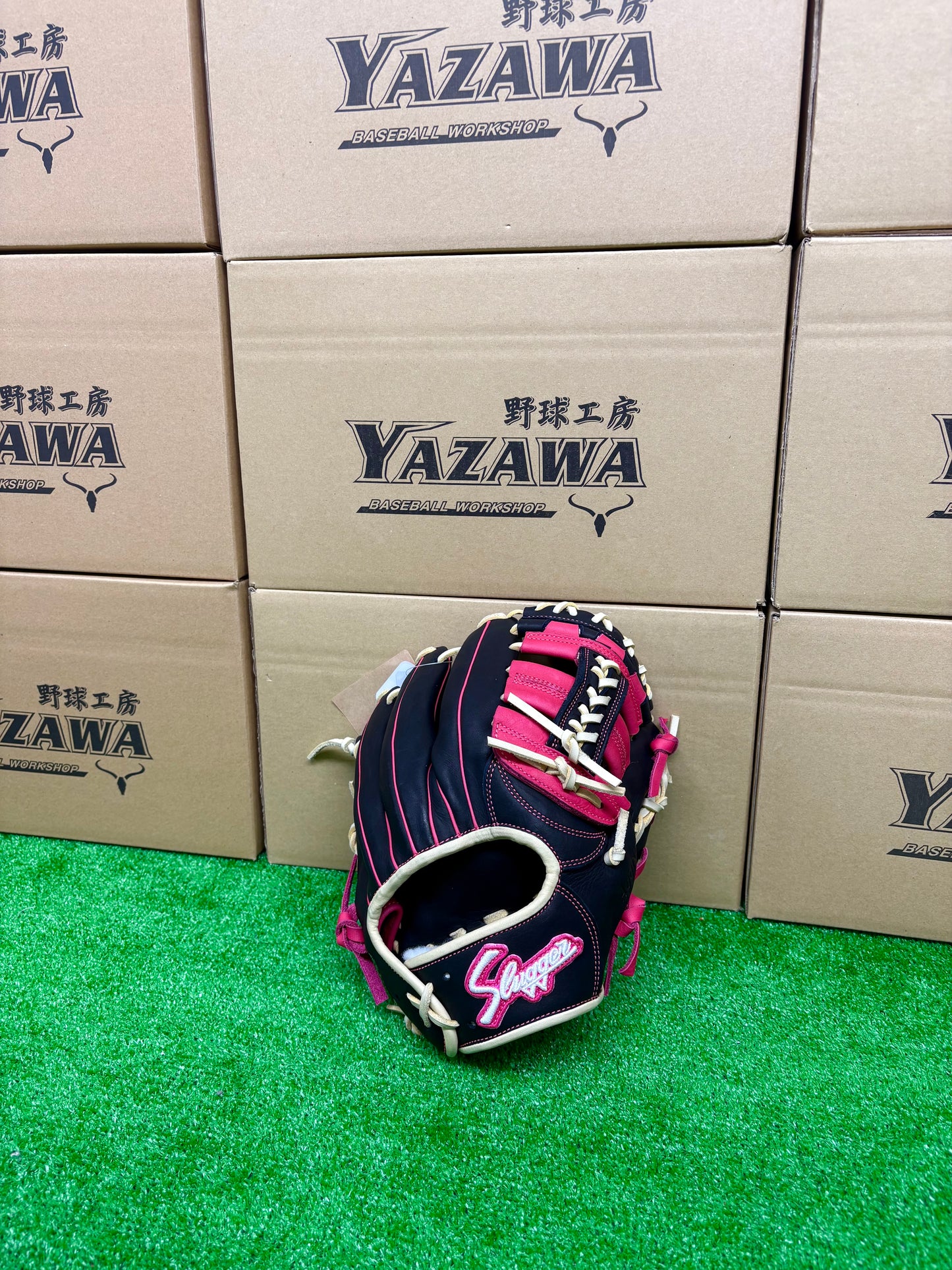 久保田スラッガー　軟式店舗別注グラブ【型付け済み】KSN-24MS　ブラック×ピンク
